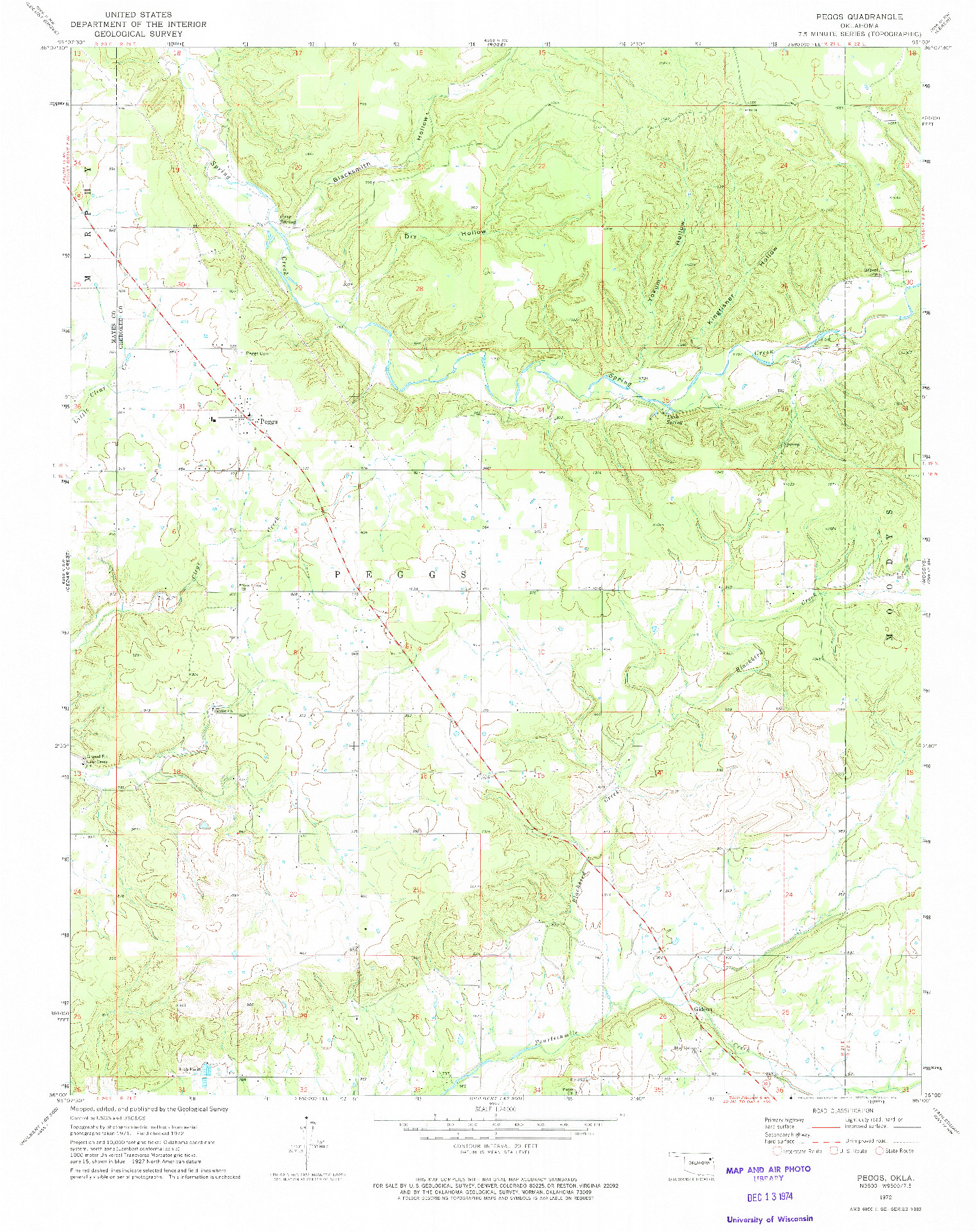 USGS 1:24000-SCALE QUADRANGLE FOR PEGGS, OK 1972