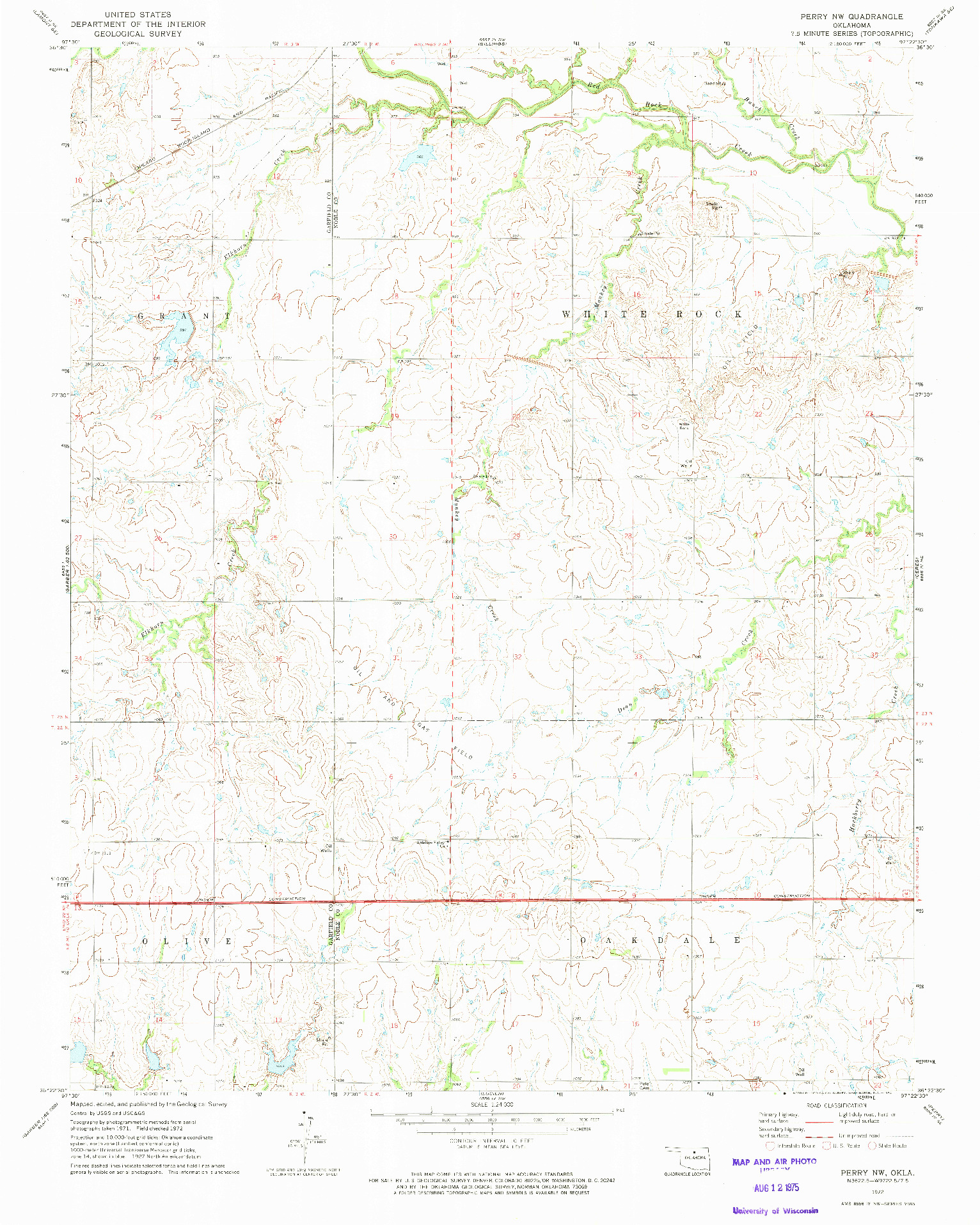 USGS 1:24000-SCALE QUADRANGLE FOR PERRY NW, OK 1972