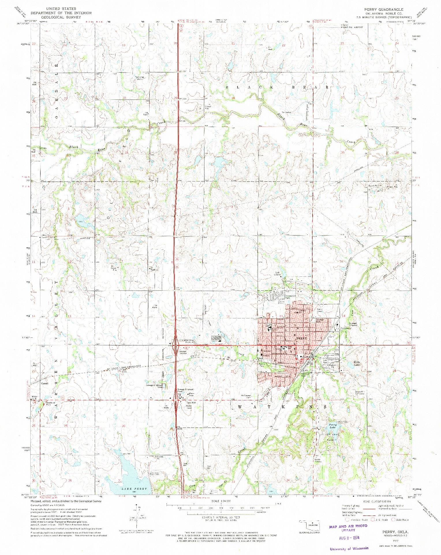 USGS 1:24000-SCALE QUADRANGLE FOR PERRY, OK 1972