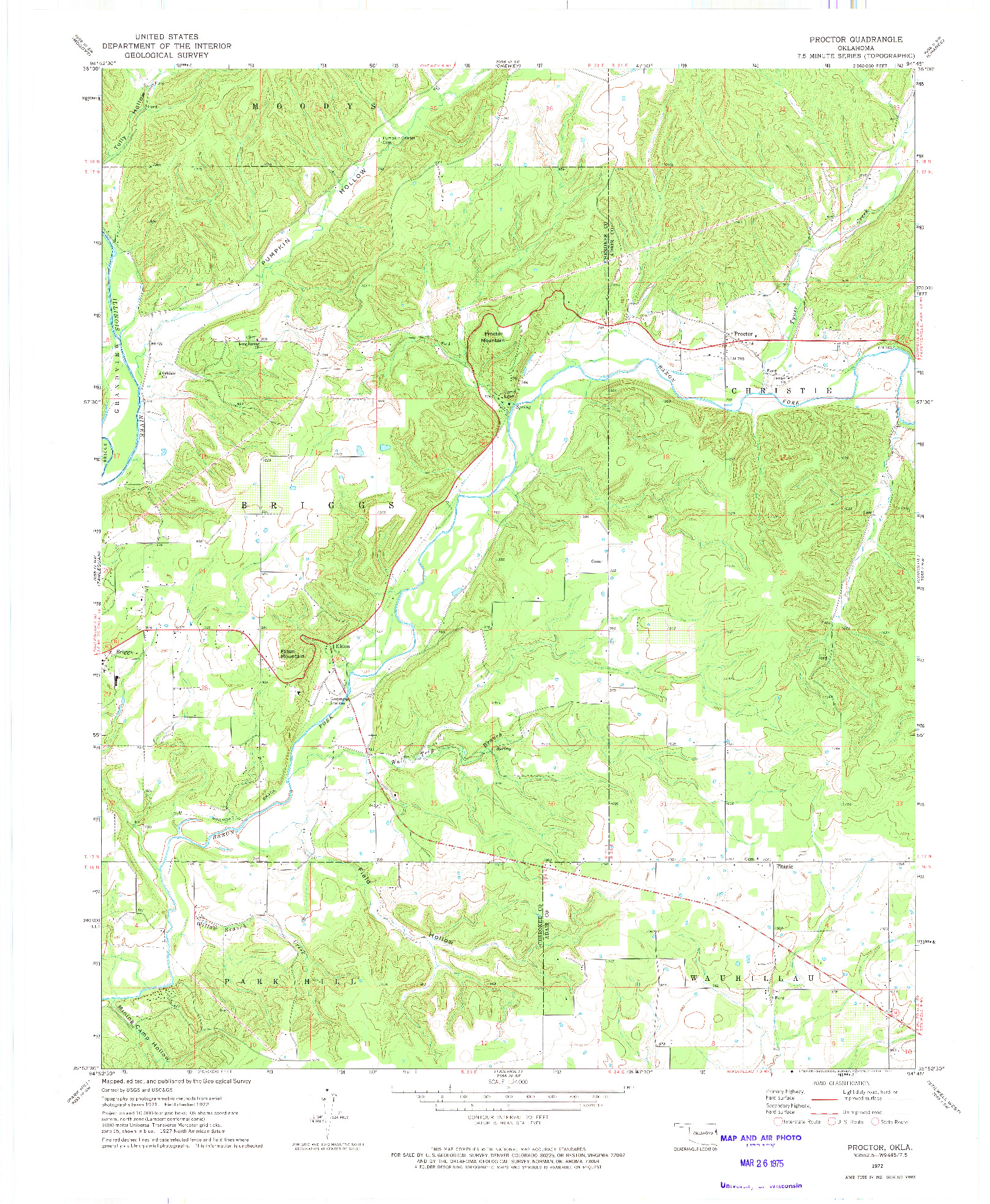 USGS 1:24000-SCALE QUADRANGLE FOR PROCTOR, OK 1972