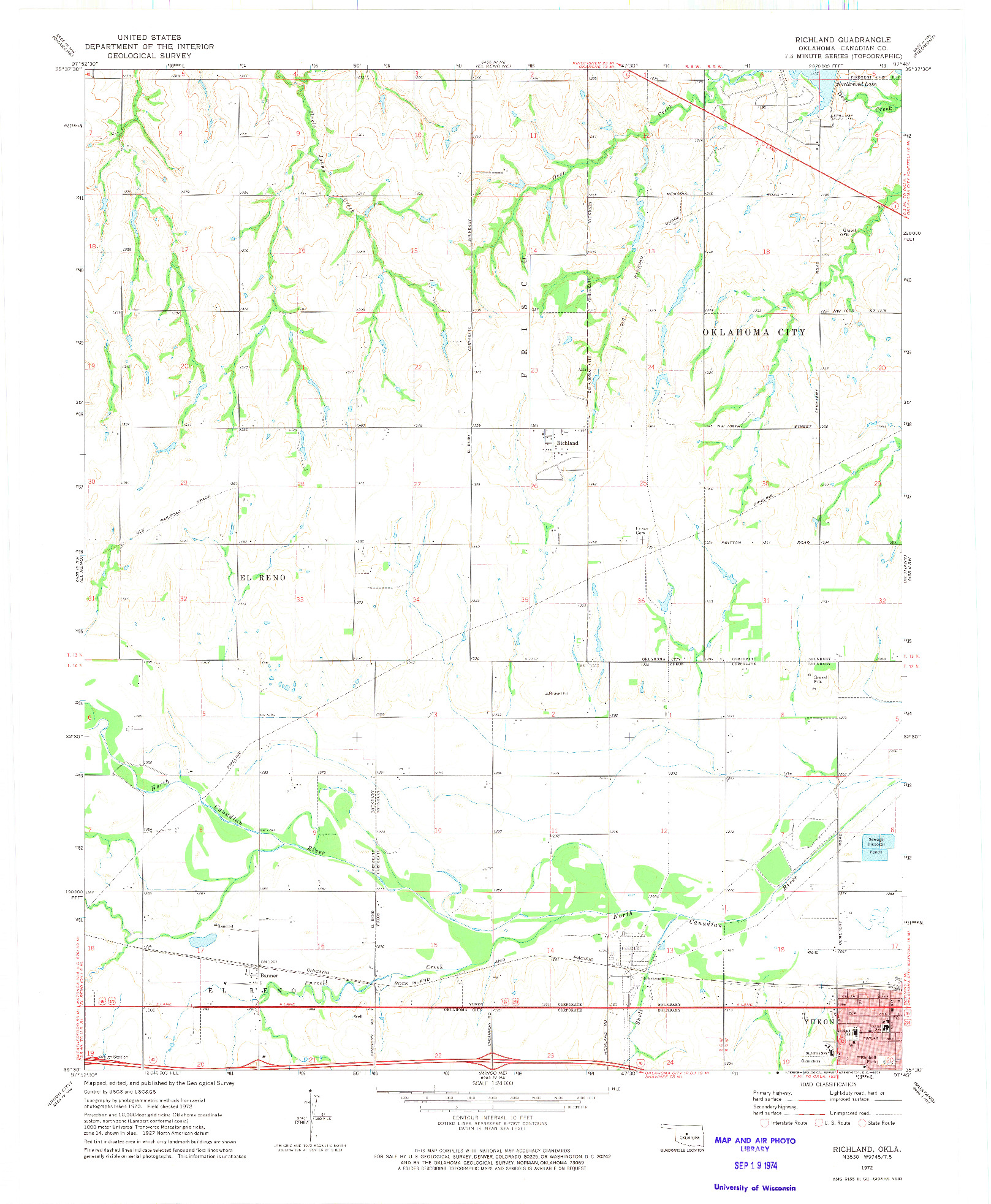 USGS 1:24000-SCALE QUADRANGLE FOR RICHLAND, OK 1972