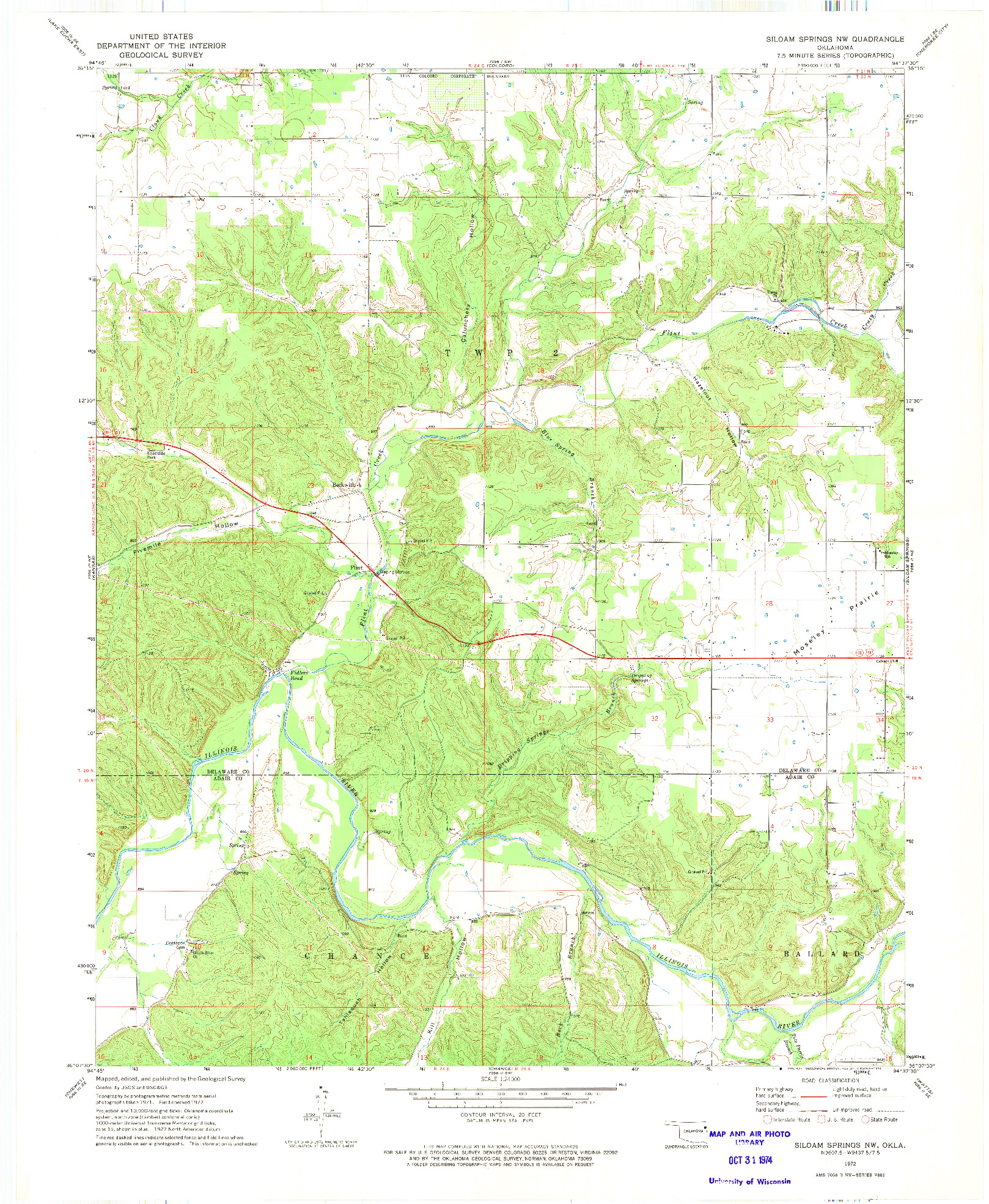 USGS 1:24000-SCALE QUADRANGLE FOR SILOAM SPRINGS NW, OK 1972
