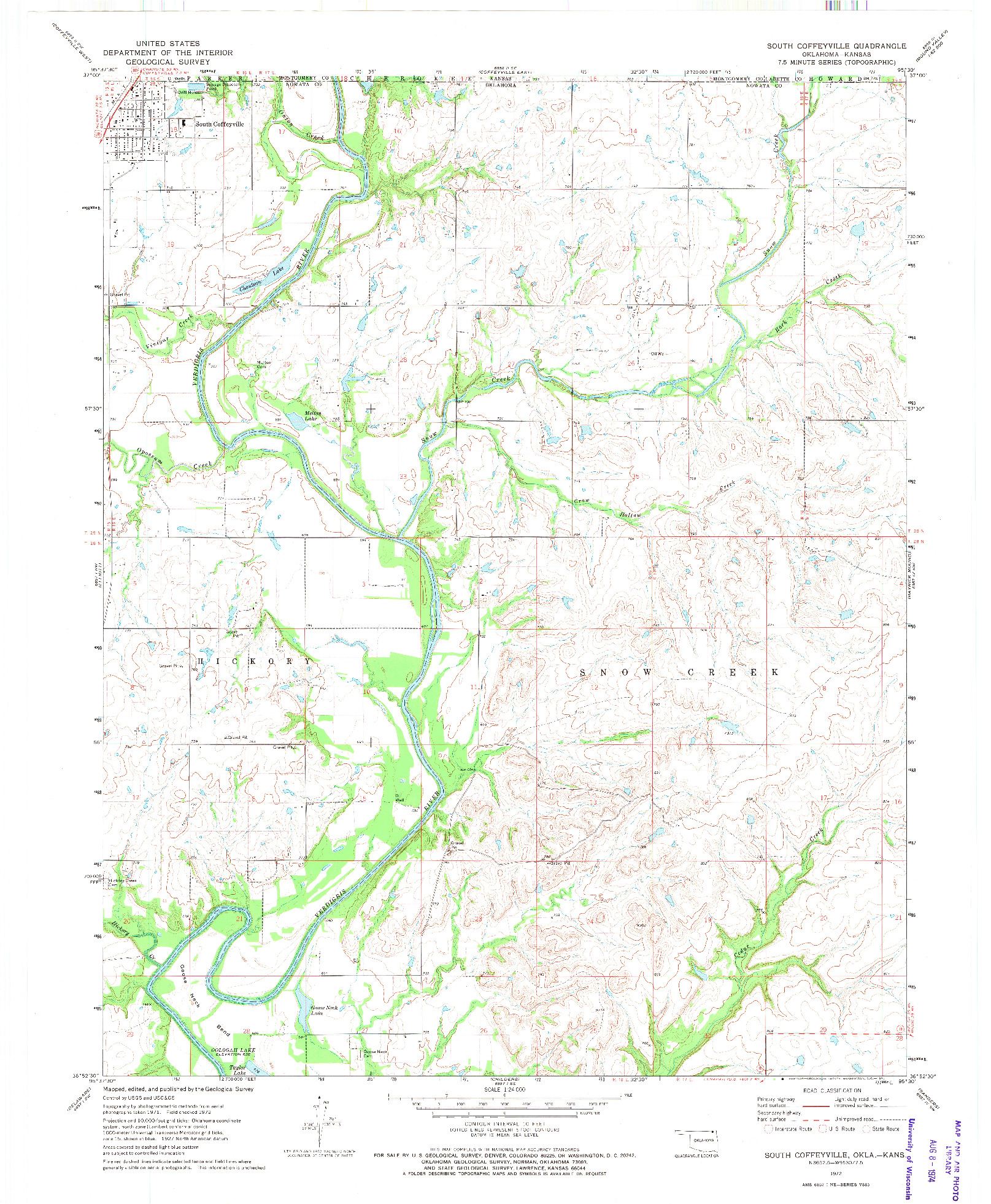 USGS 1:24000-SCALE QUADRANGLE FOR SOUTH COFFEYVILLE, OK 1972