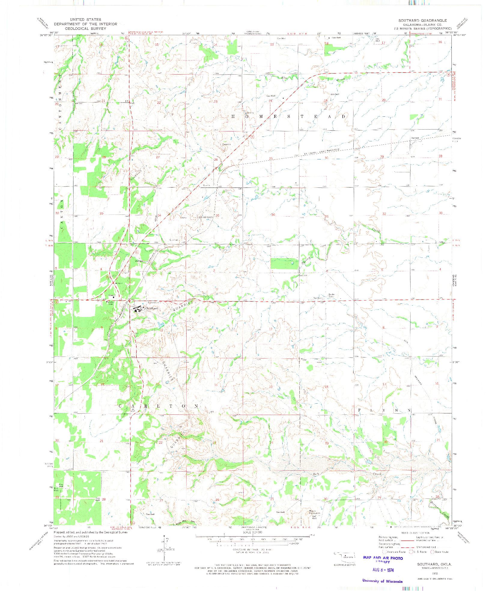 USGS 1:24000-SCALE QUADRANGLE FOR SOUTHARD, OK 1972