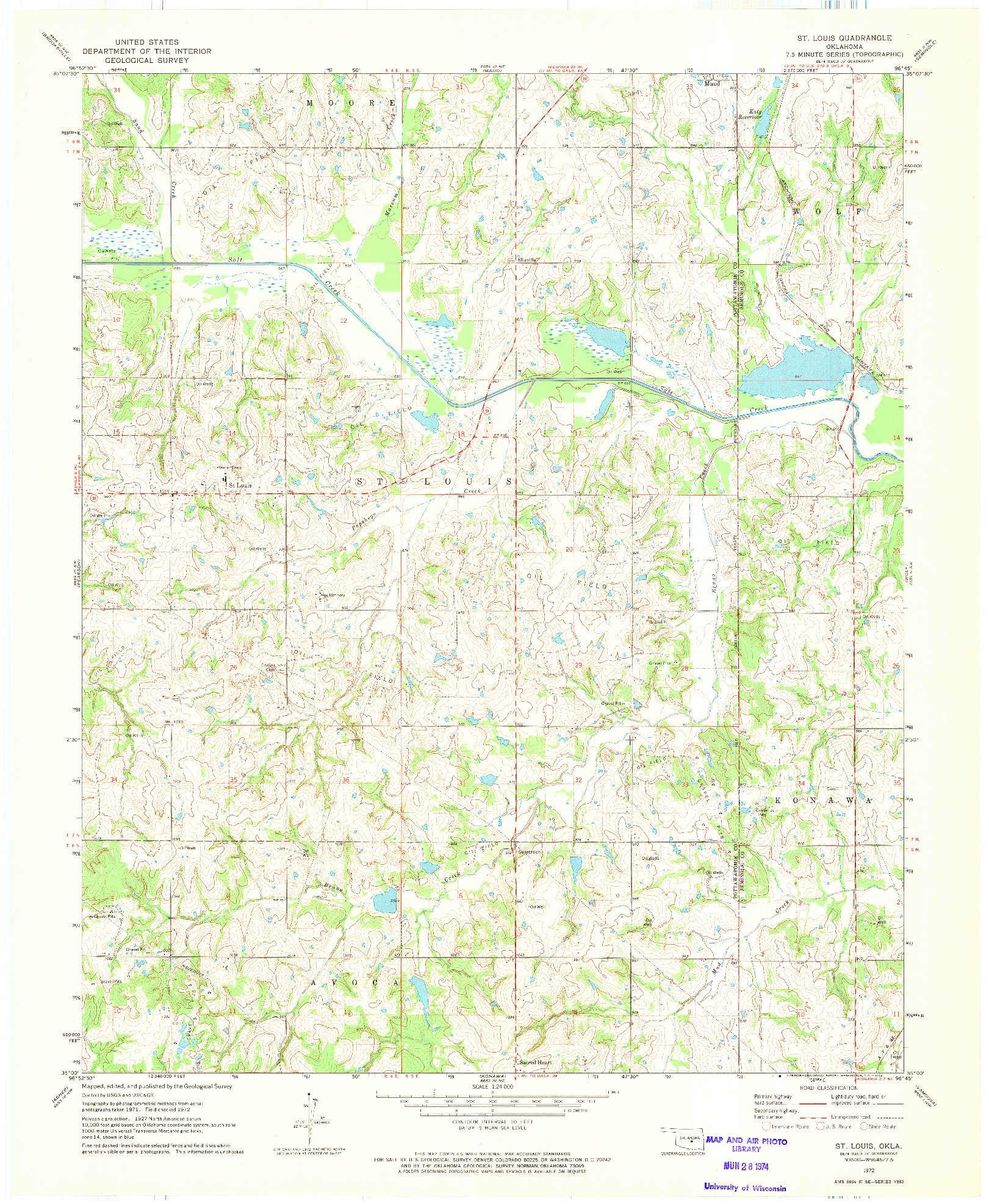 USGS 1:24000-SCALE QUADRANGLE FOR ST. LOUIS, OK 1972