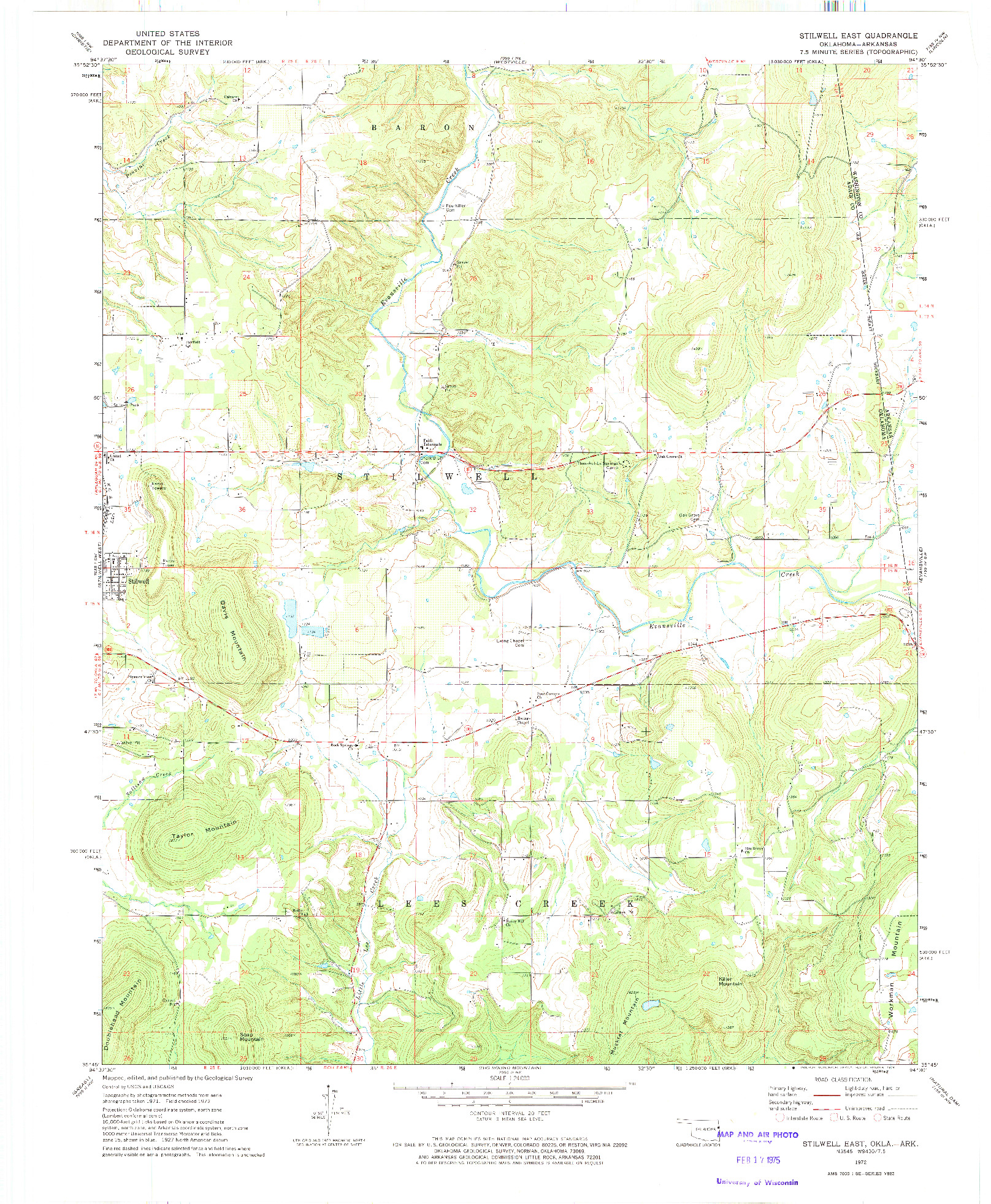 USGS 1:24000-SCALE QUADRANGLE FOR STILWELL EAST, OK 1972
