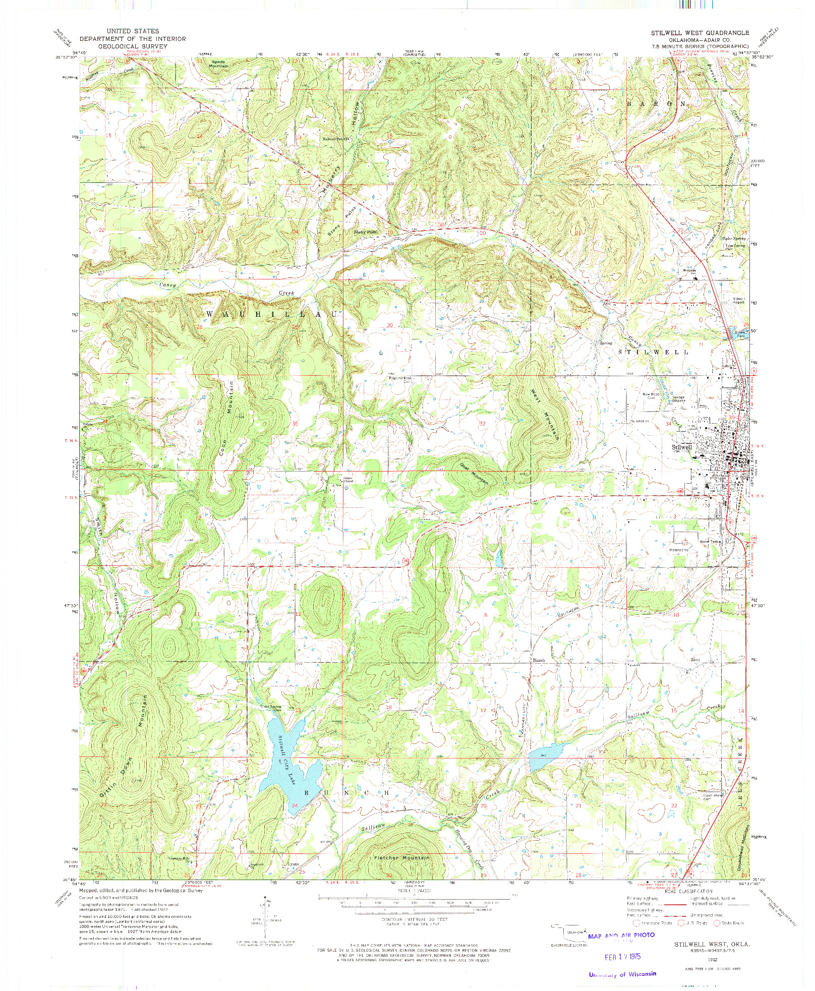 USGS 1:24000-SCALE QUADRANGLE FOR STILWELL WEST, OK 1972