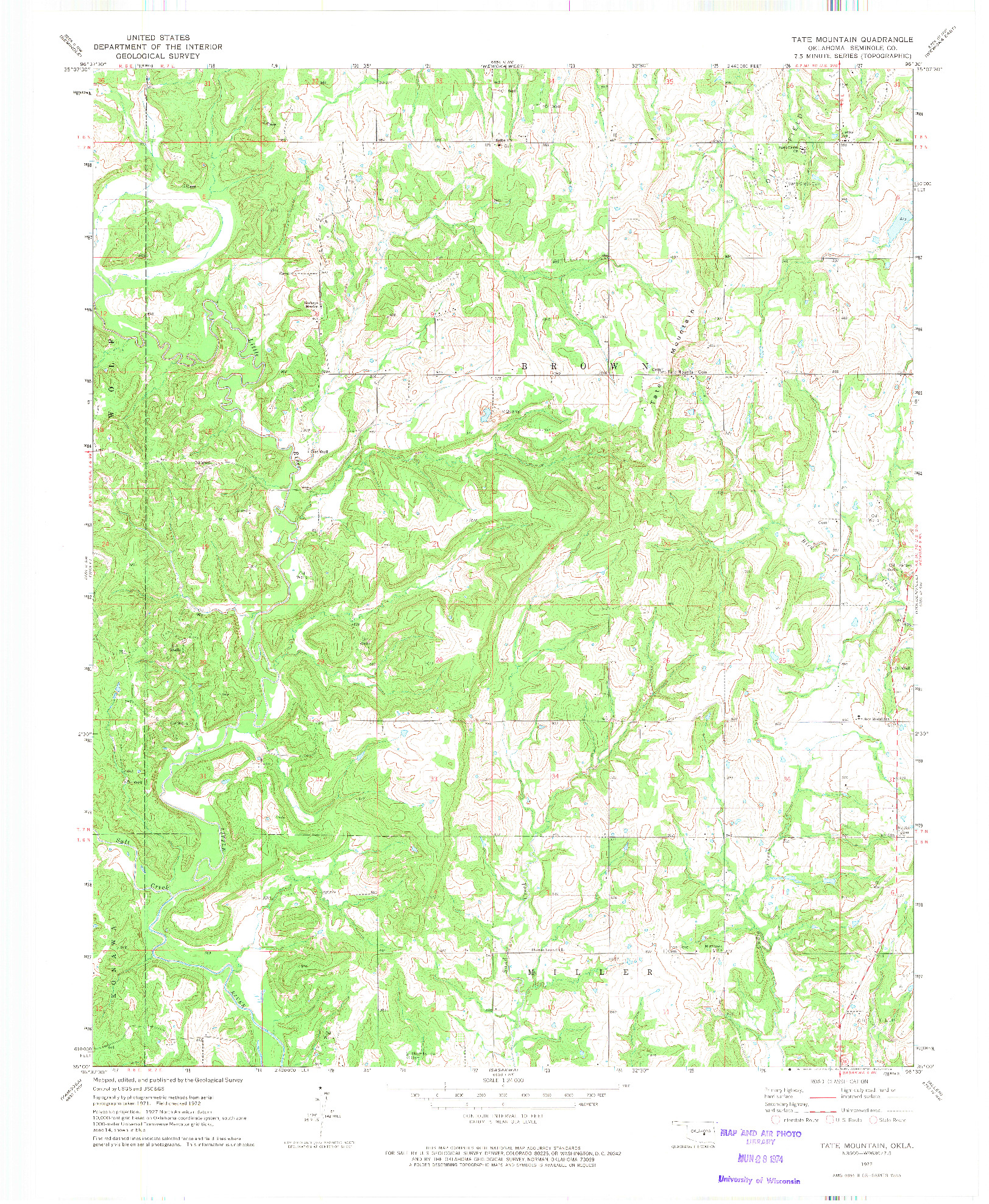 USGS 1:24000-SCALE QUADRANGLE FOR TATE MOUNTAIN, OK 1972