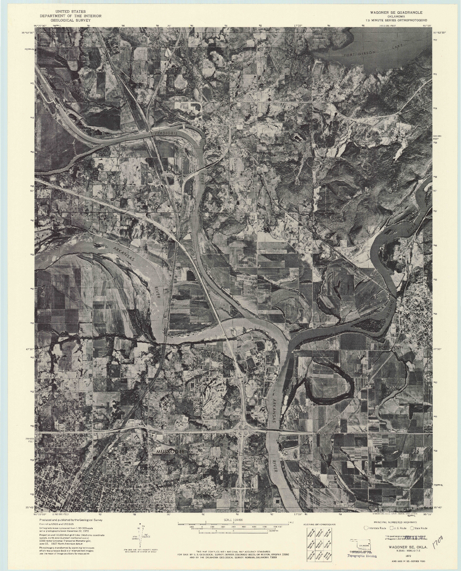 USGS 1:24000-SCALE QUADRANGLE FOR WAGONER SE, OK 1972