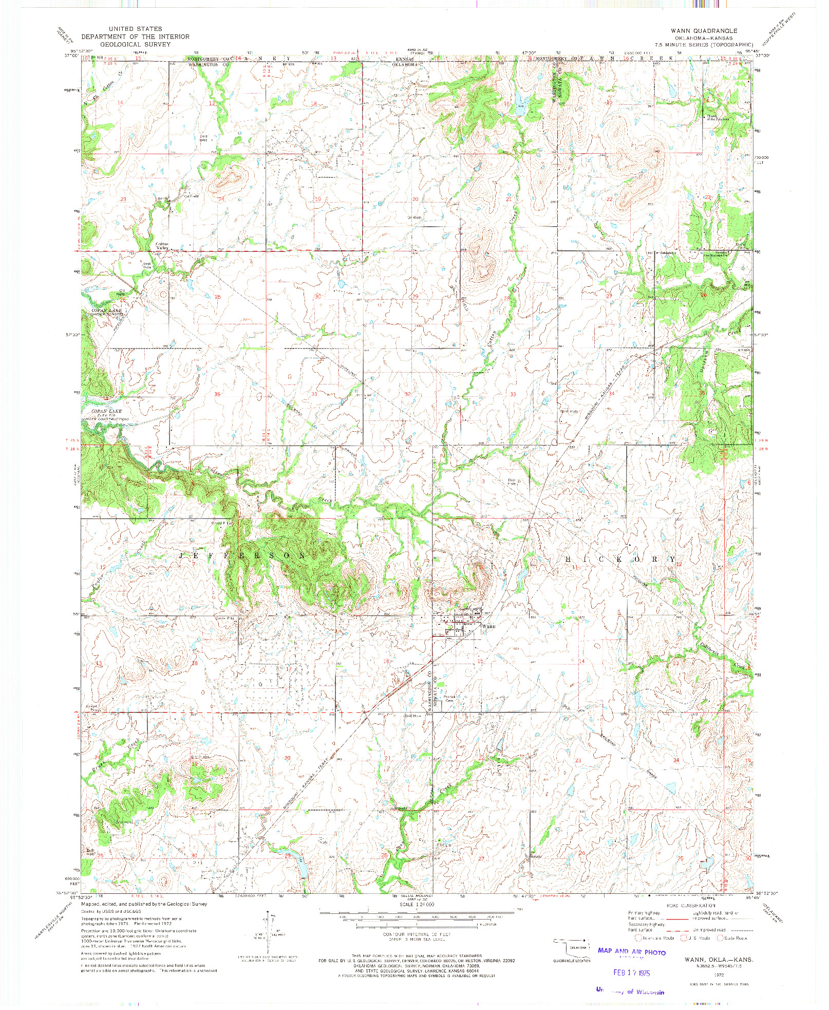 USGS 1:24000-SCALE QUADRANGLE FOR WANN, OK 1972