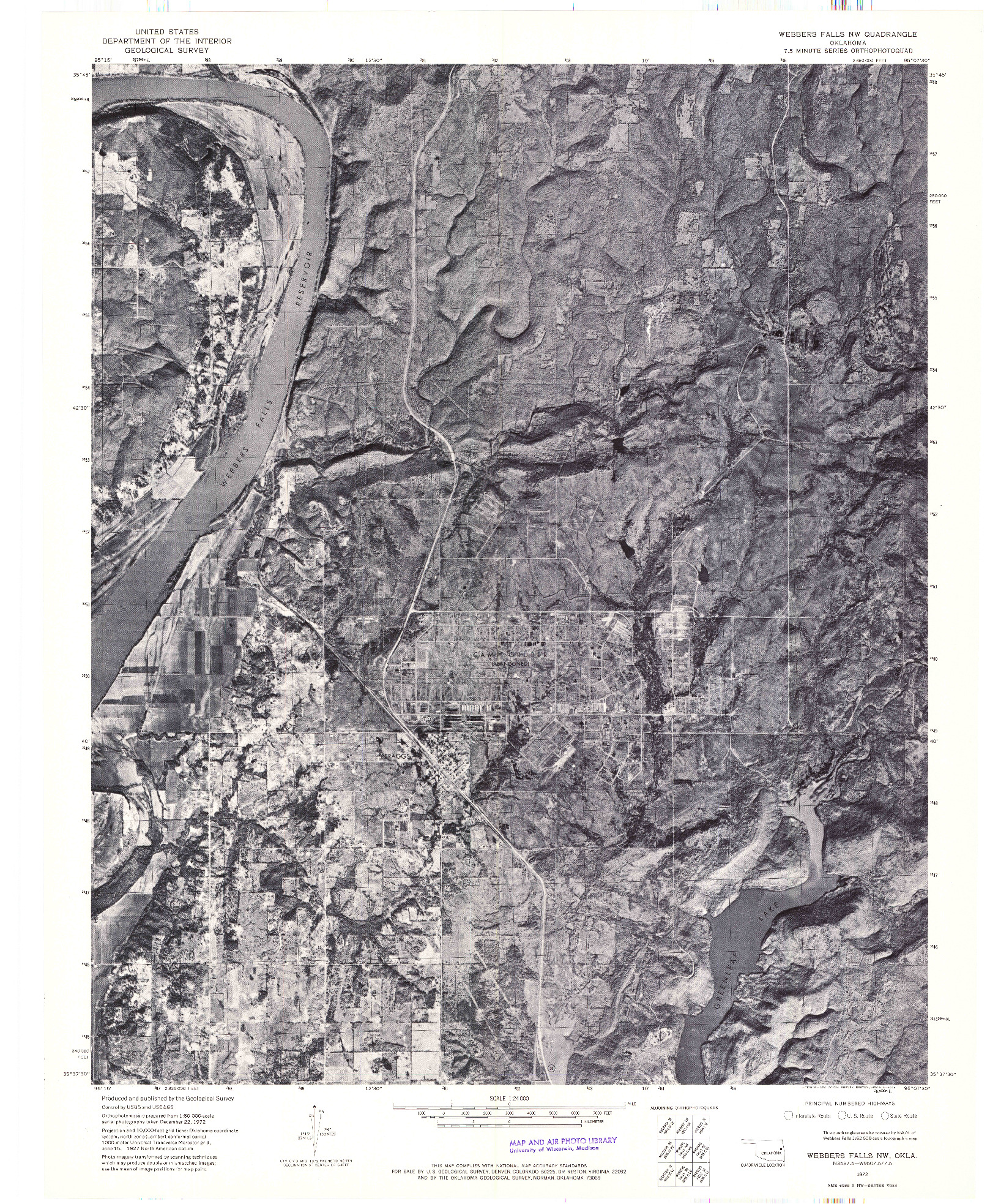 USGS 1:24000-SCALE QUADRANGLE FOR WEBBERS FALLS NW, OK 1974