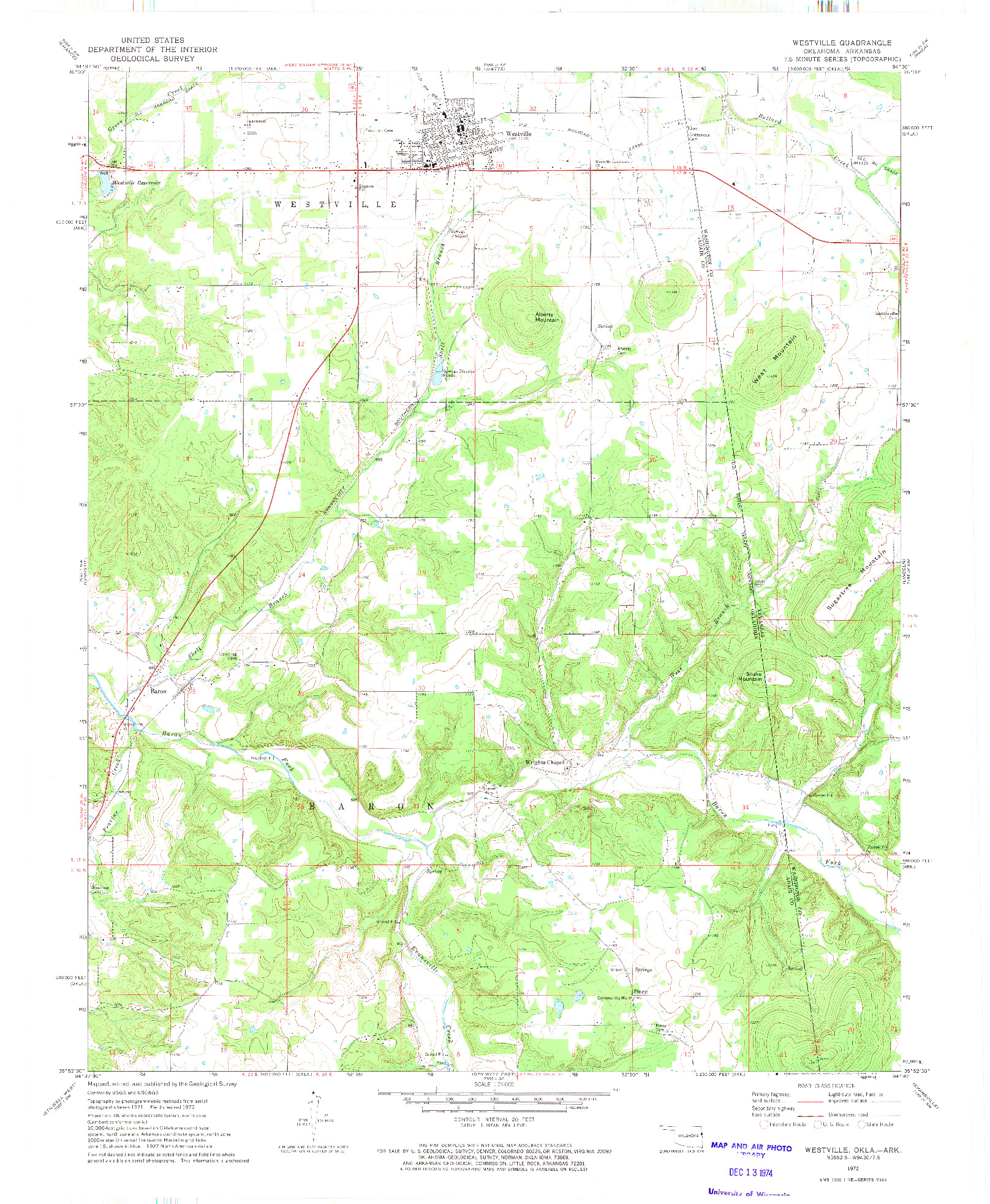 USGS 1:24000-SCALE QUADRANGLE FOR WESTVILLE, OK 1972