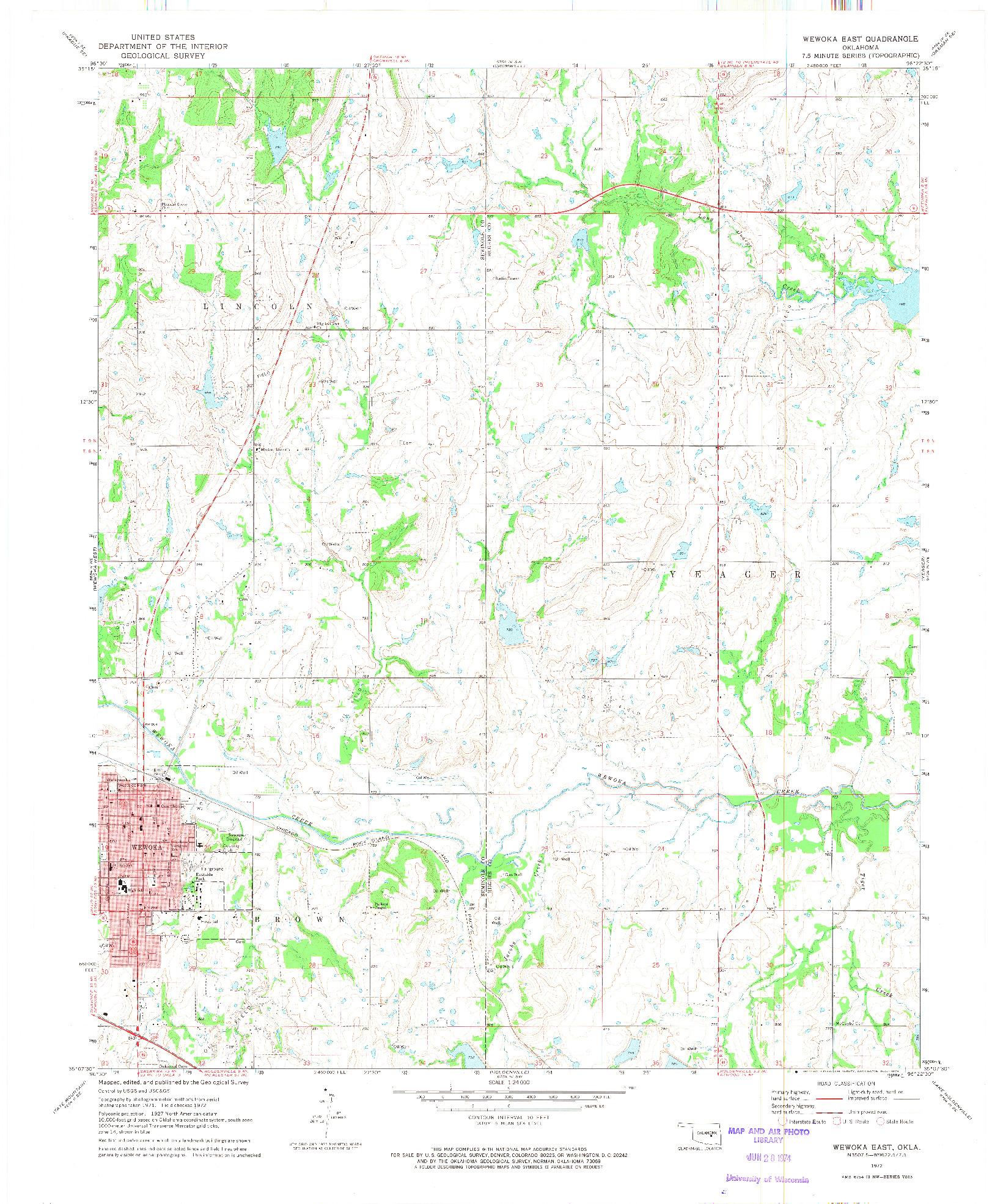 USGS 1:24000-SCALE QUADRANGLE FOR WEWOKA EAST, OK 1972