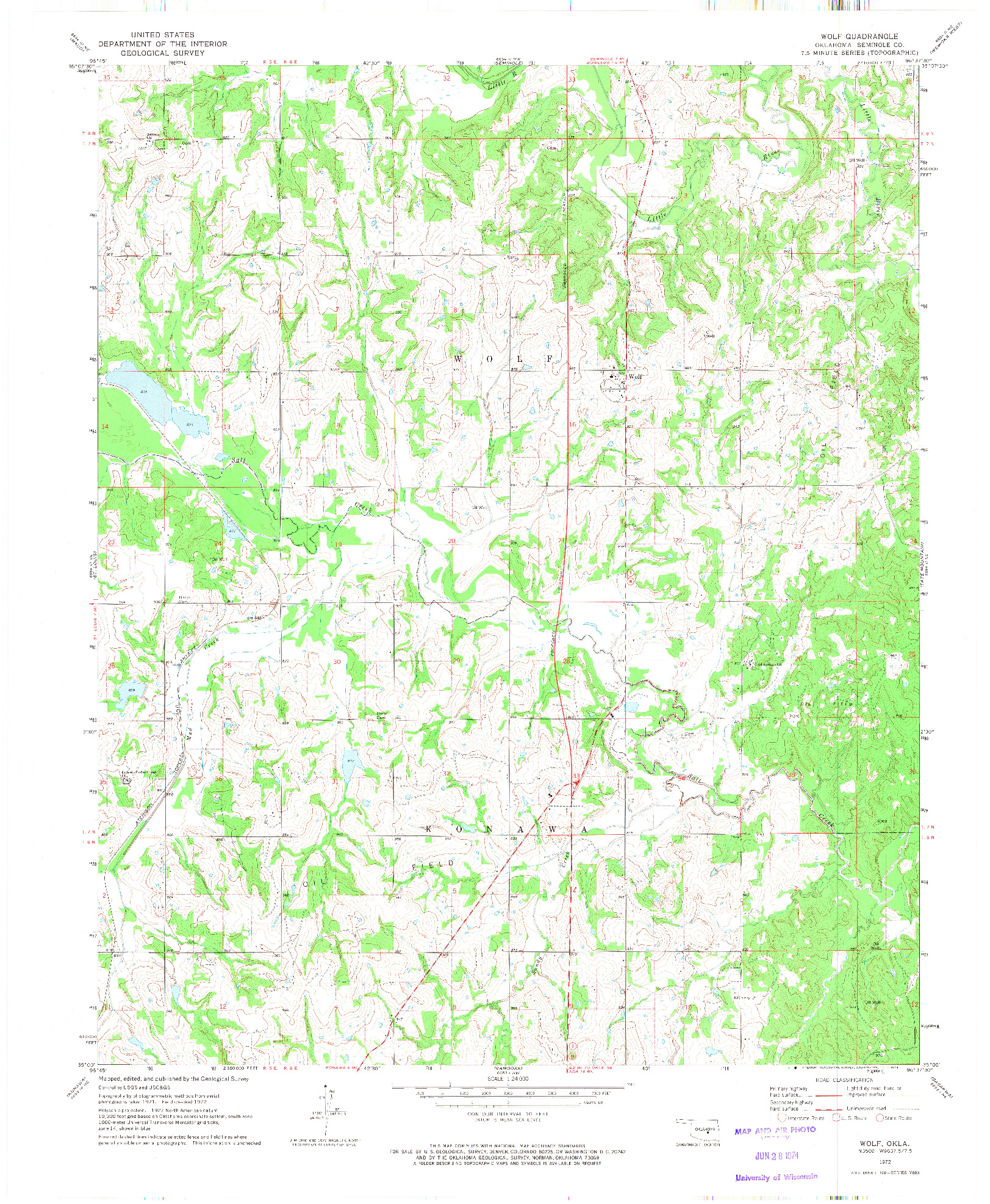 USGS 1:24000-SCALE QUADRANGLE FOR WOLF, OK 1972