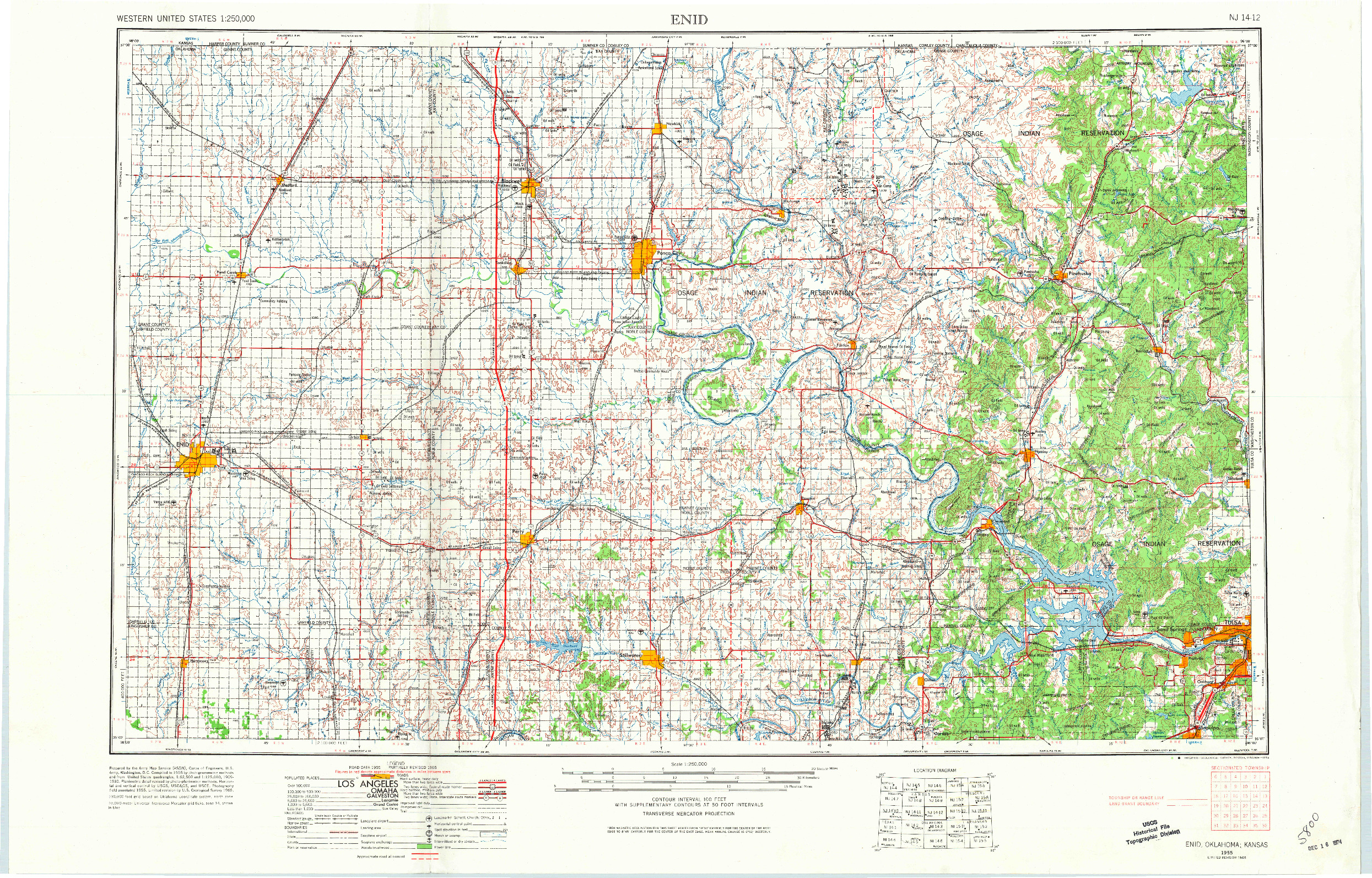 USGS 1:250000-SCALE QUADRANGLE FOR ENID, OK 1955