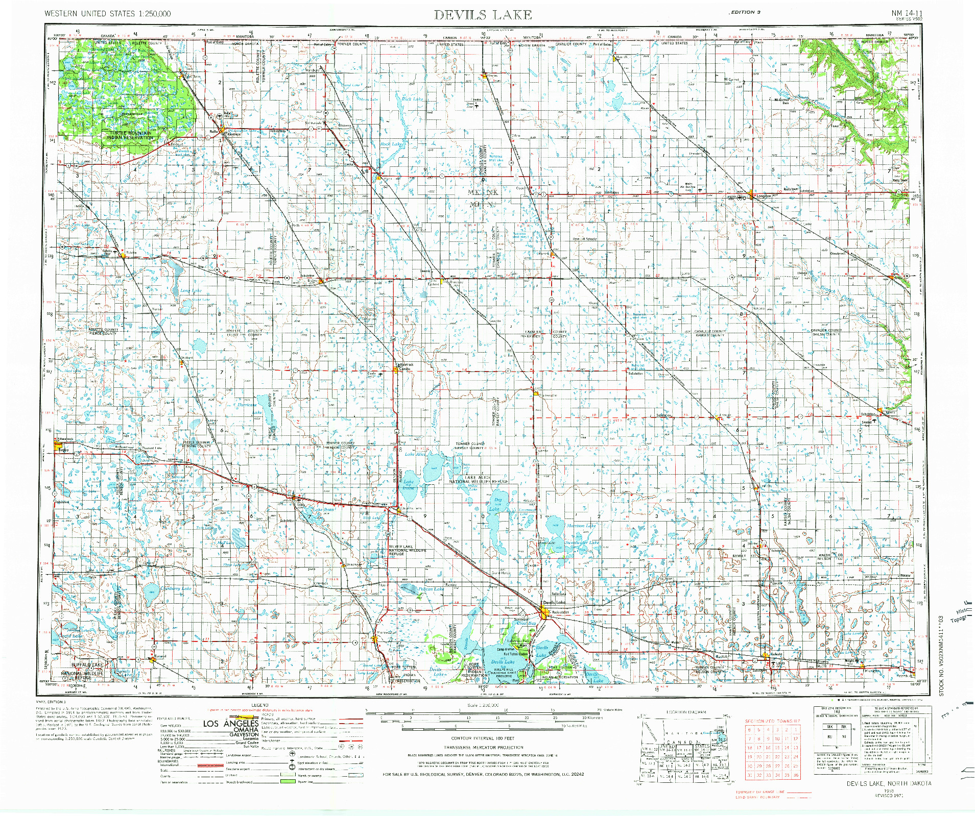 USGS 1:250000-SCALE QUADRANGLE FOR DEVILS LAKE, ND 1953