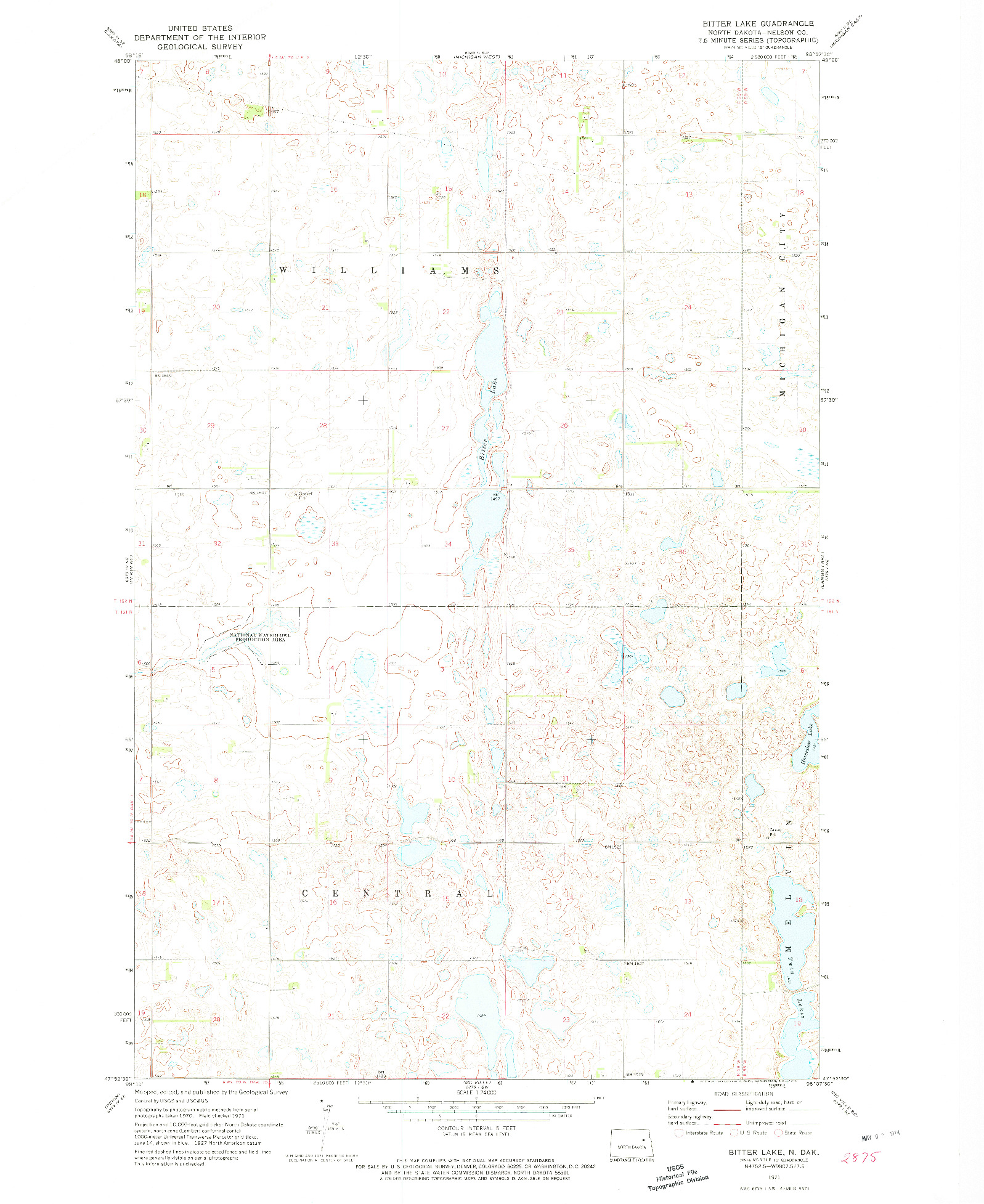 USGS 1:24000-SCALE QUADRANGLE FOR BITTER LAKE, ND 1971