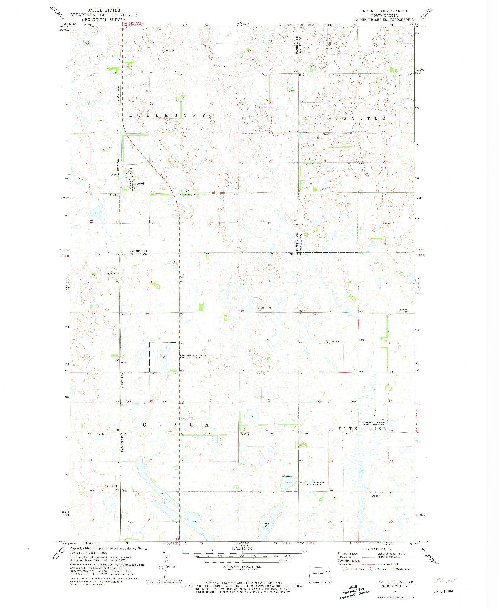 USGS 1:24000-SCALE QUADRANGLE FOR BROCKET, ND 1971