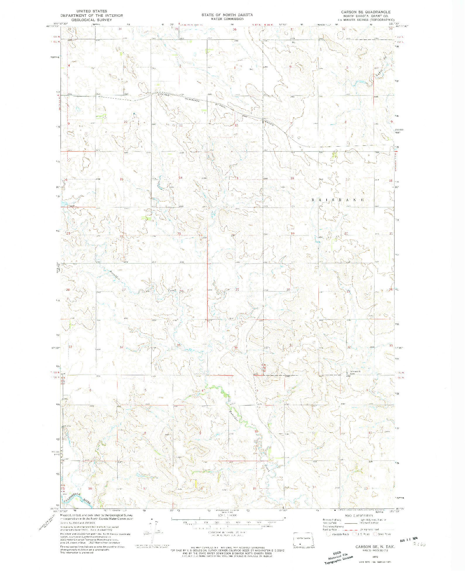 USGS 1:24000-SCALE QUADRANGLE FOR CARSON SE, ND 1972