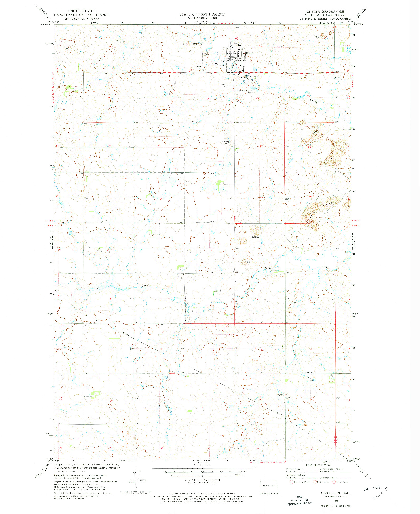 USGS 1:24000-SCALE QUADRANGLE FOR CENTER, ND 1972