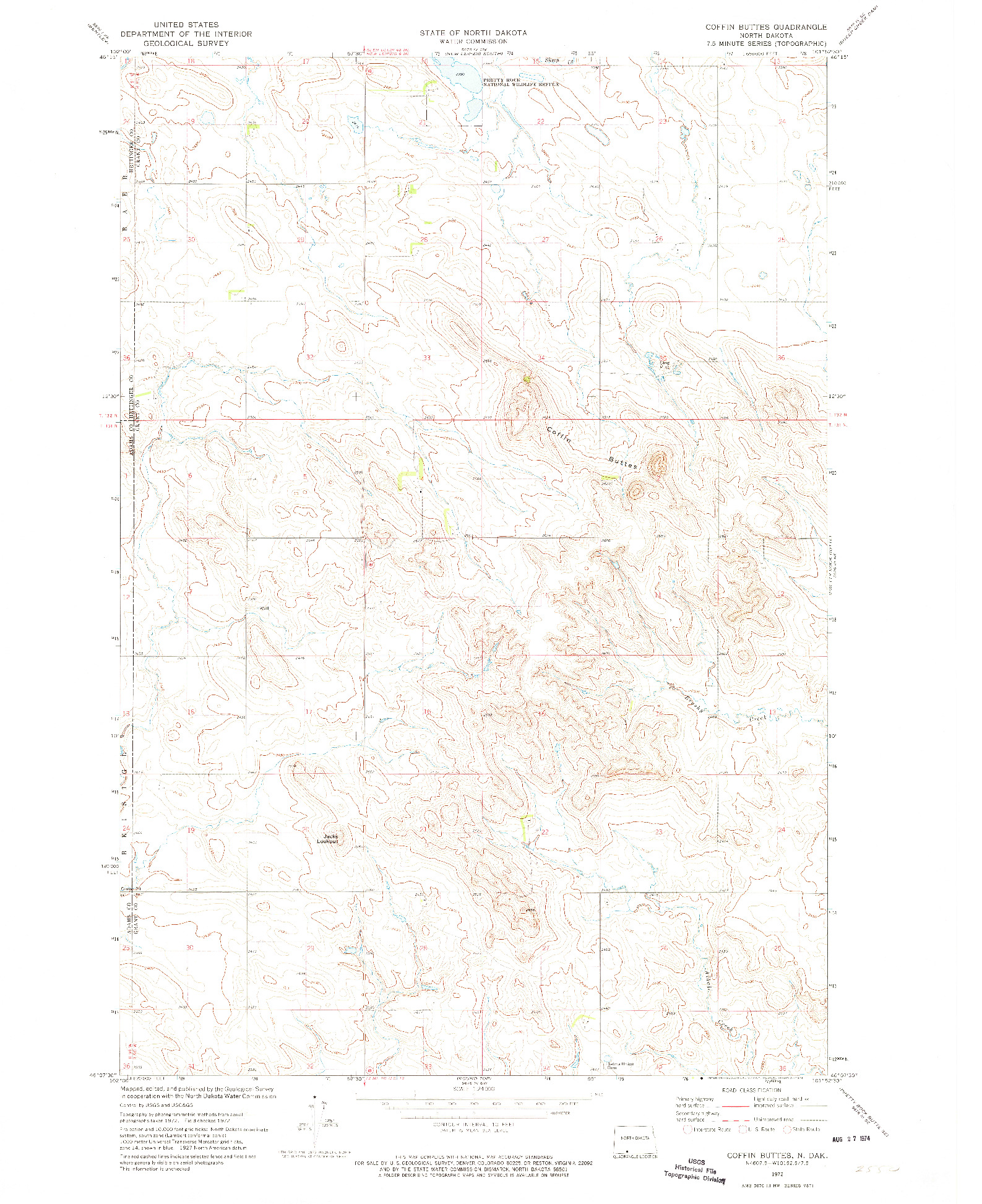 USGS 1:24000-SCALE QUADRANGLE FOR COFFIN BUTTES, ND 1972