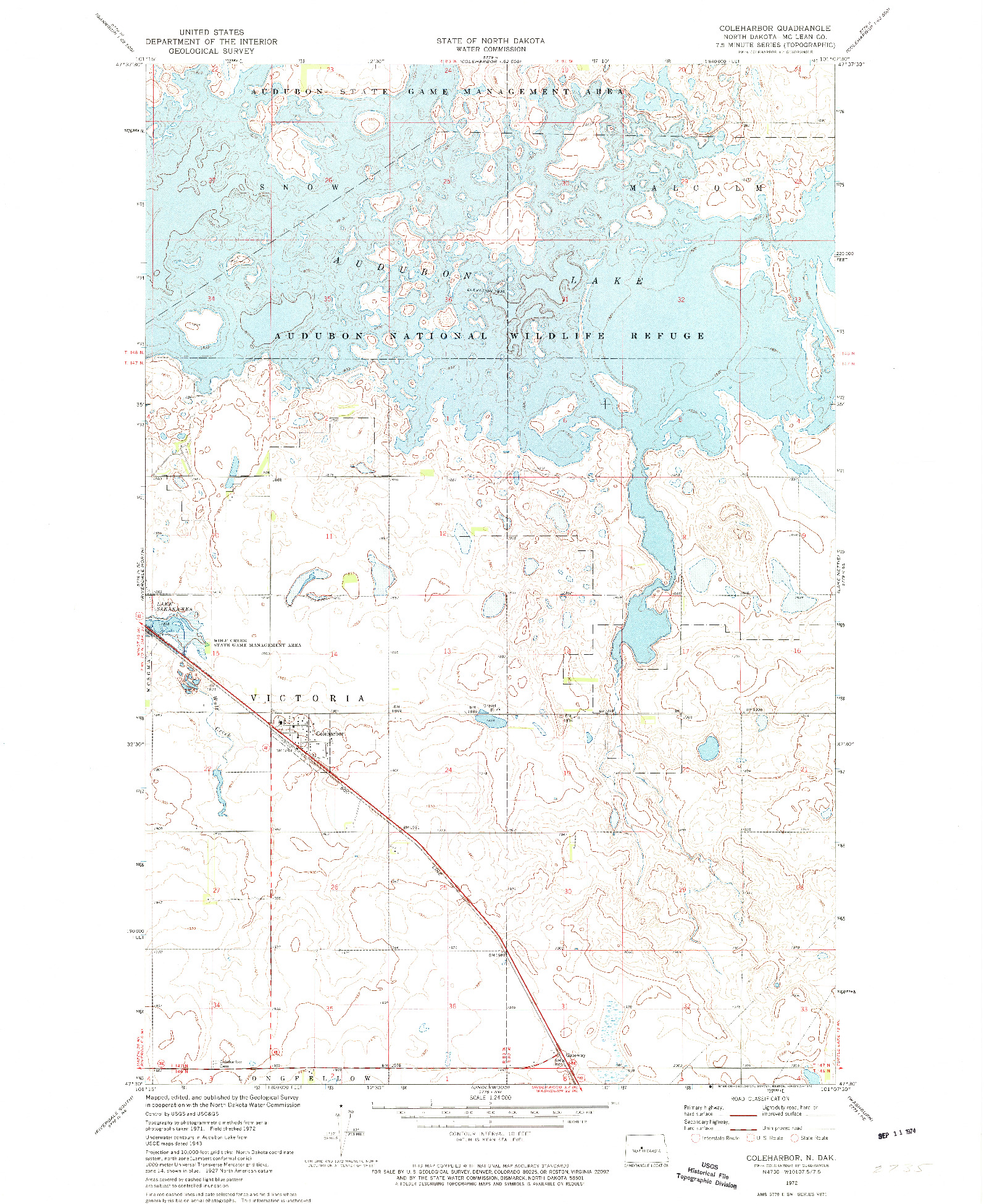 USGS 1:24000-SCALE QUADRANGLE FOR COLEHARBOR, ND 1972