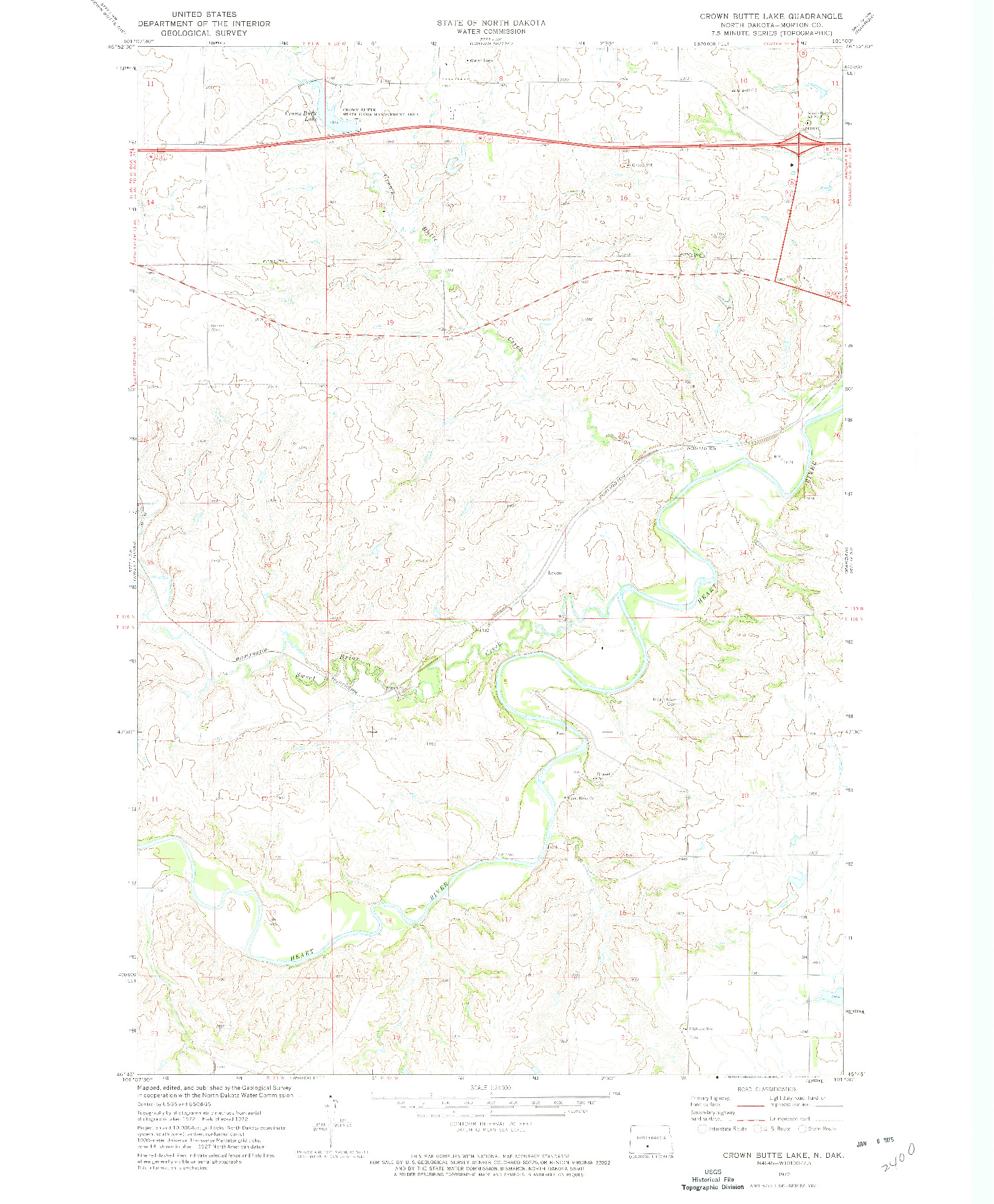 USGS 1:24000-SCALE QUADRANGLE FOR CROWN BUTTE LAKE, ND 1972