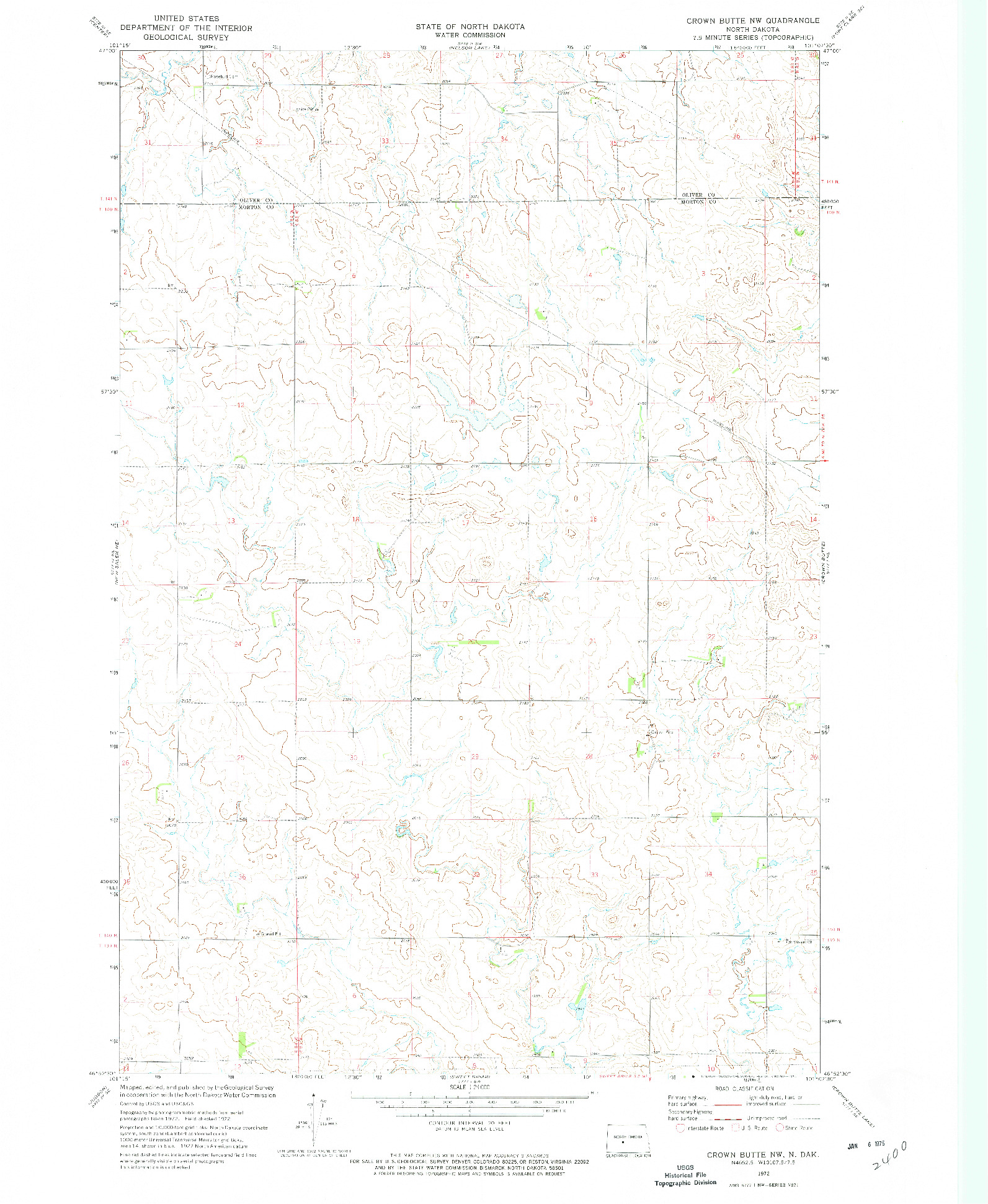 USGS 1:24000-SCALE QUADRANGLE FOR CROWN BUTTE NW, ND 1972