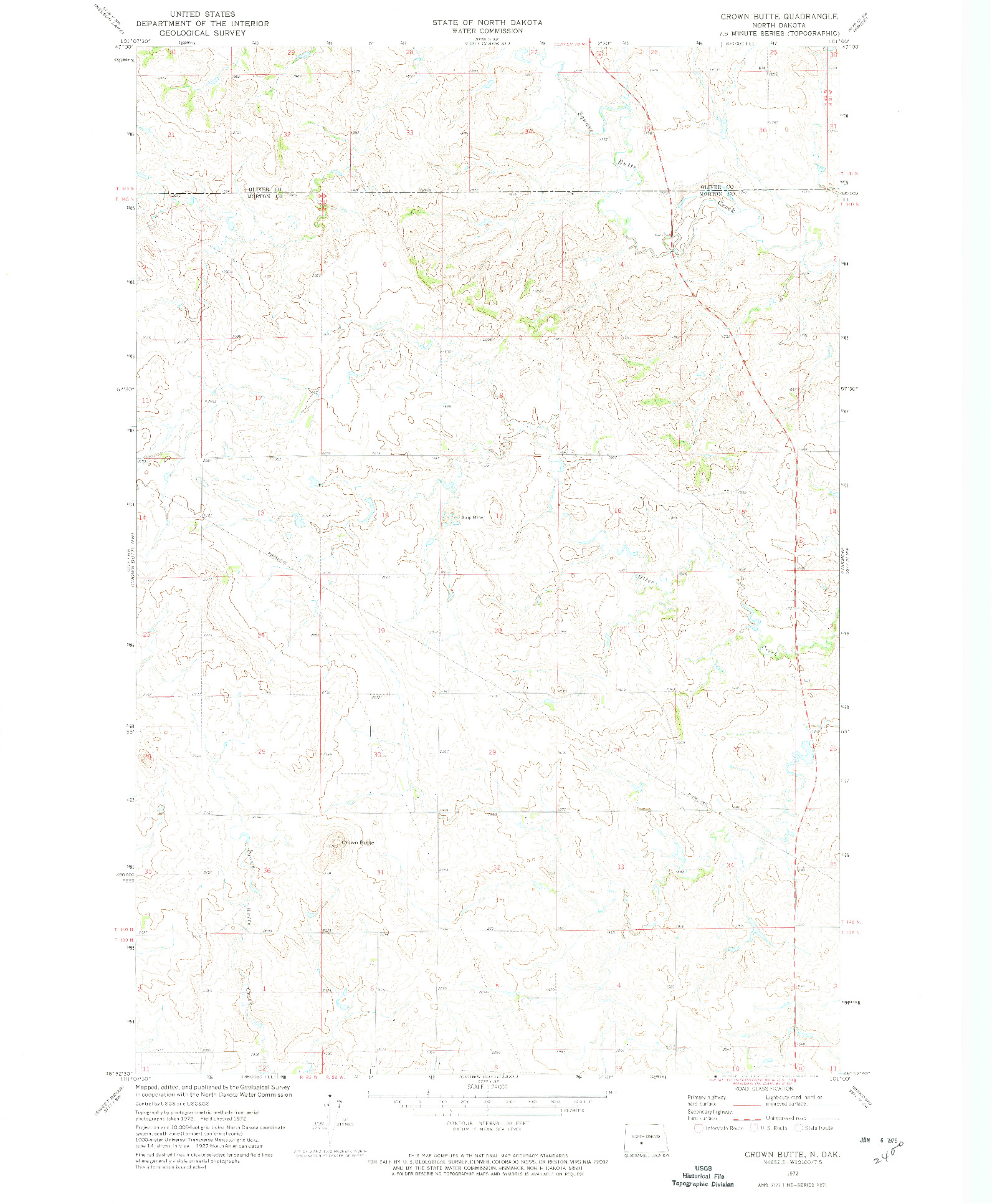 USGS 1:24000-SCALE QUADRANGLE FOR CROWN BUTTE, ND 1972