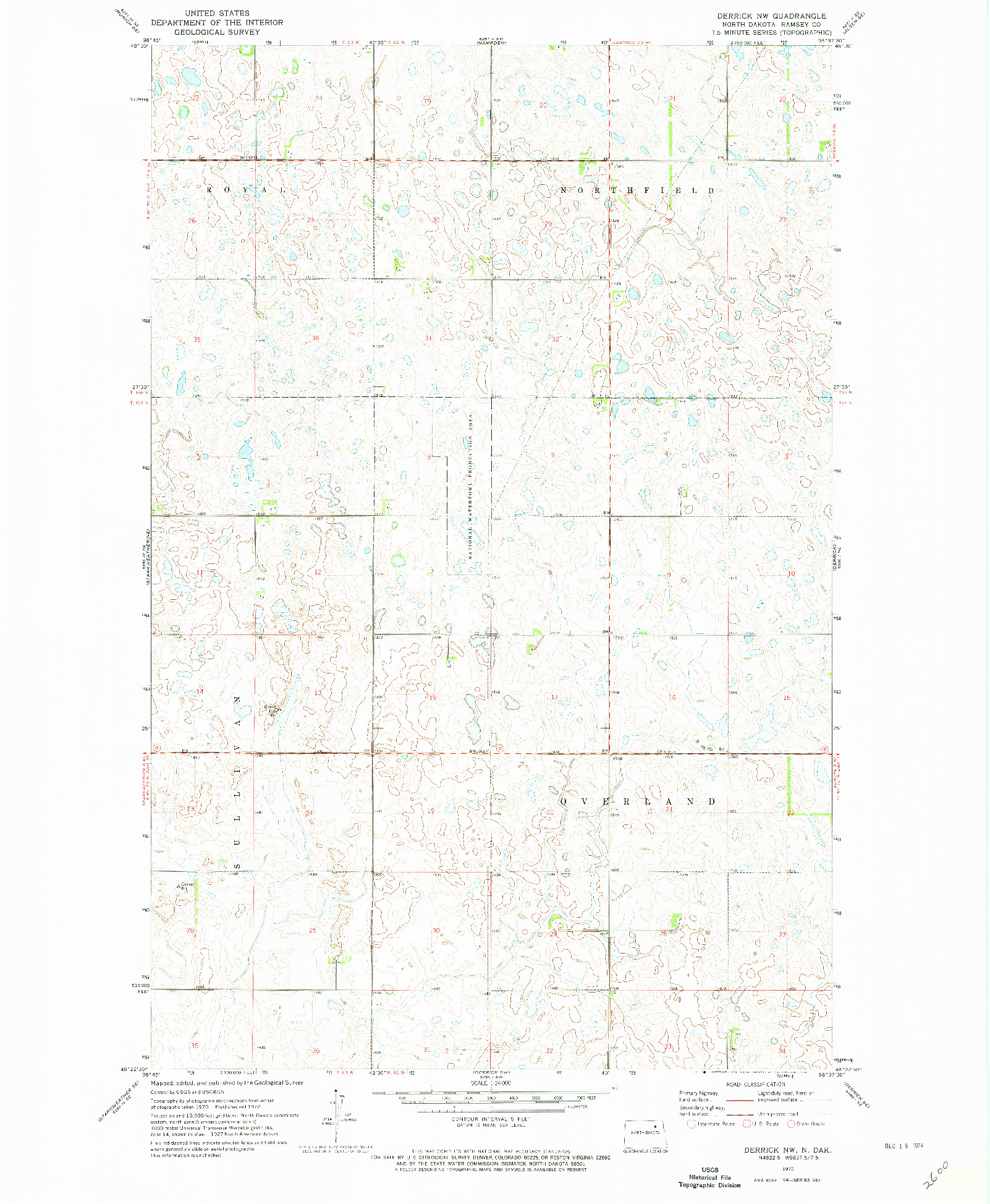 USGS 1:24000-SCALE QUADRANGLE FOR DERRICK NW, ND 1972