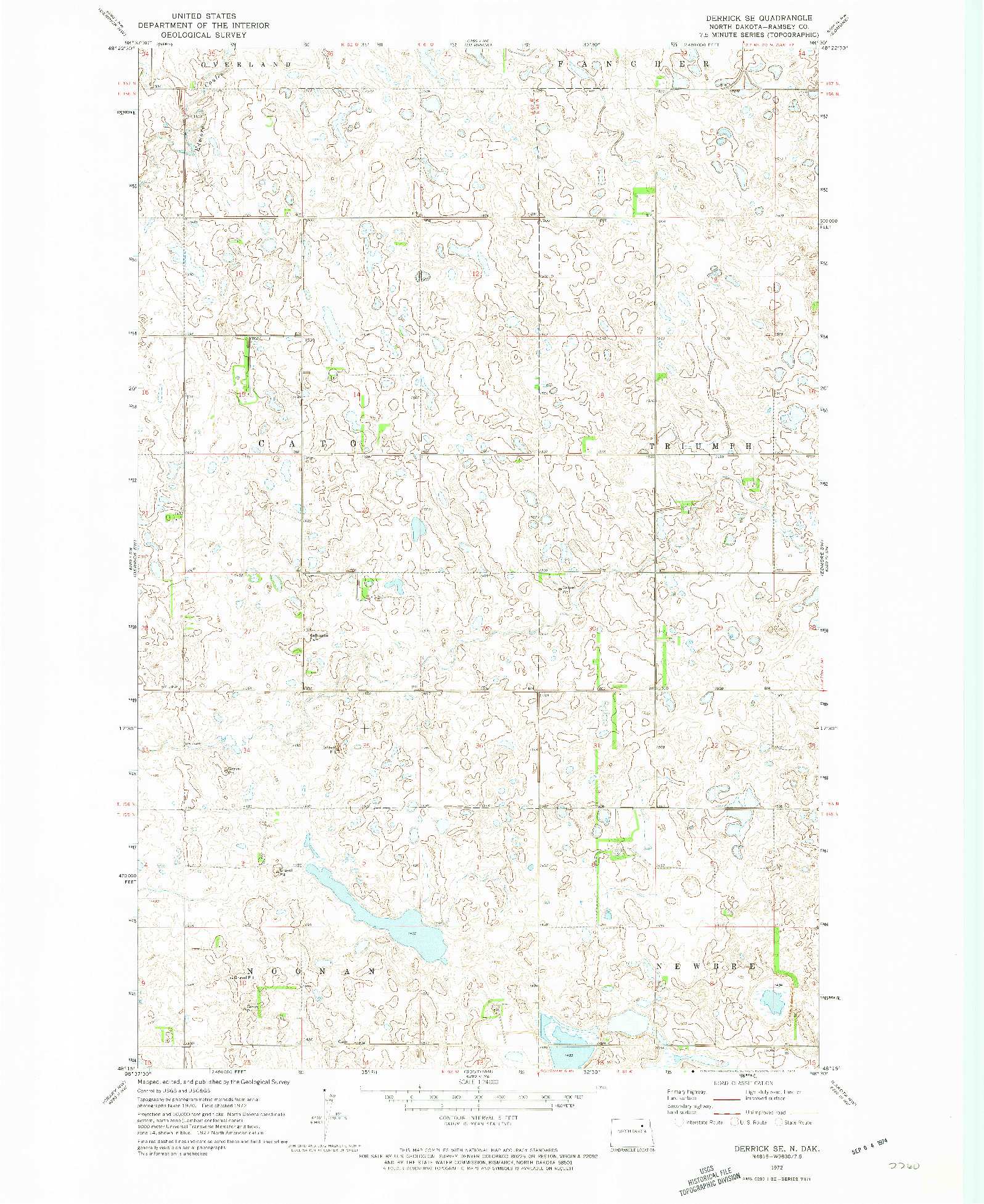 USGS 1:24000-SCALE QUADRANGLE FOR DERRICK SE, ND 1972