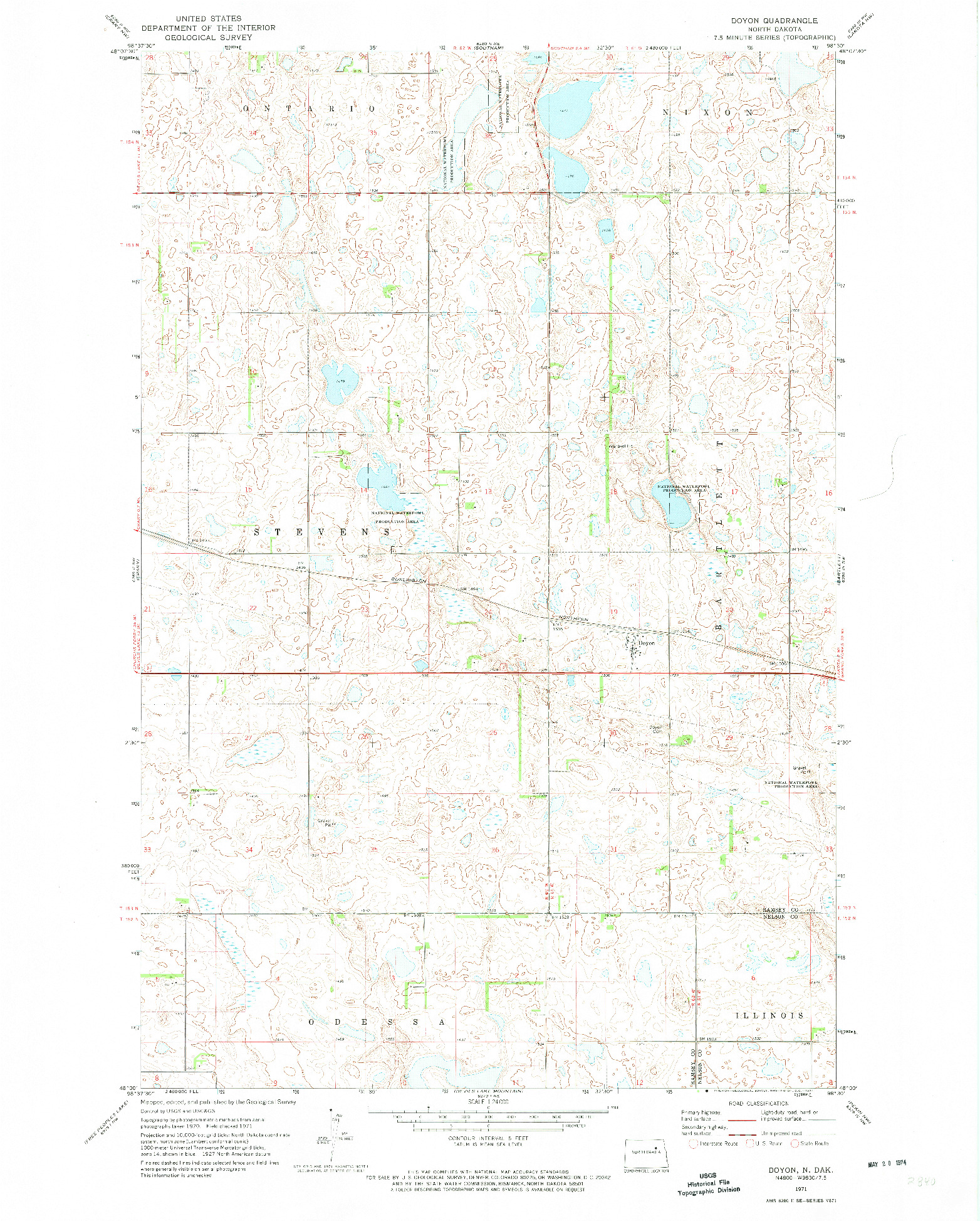 USGS 1:24000-SCALE QUADRANGLE FOR DOYON, ND 1971