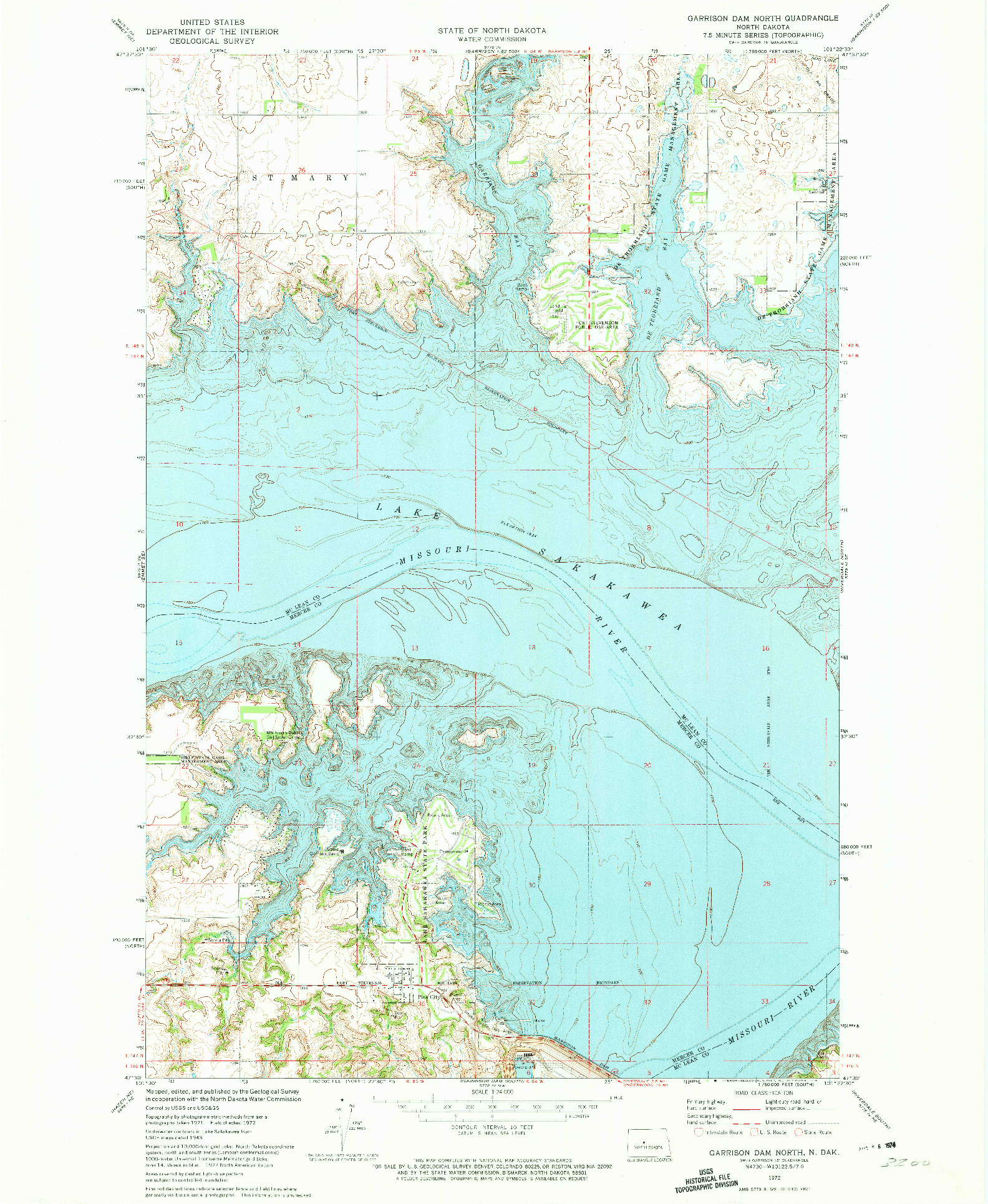 USGS 1:24000-SCALE QUADRANGLE FOR GARRISON DAM NORTH, ND 1972