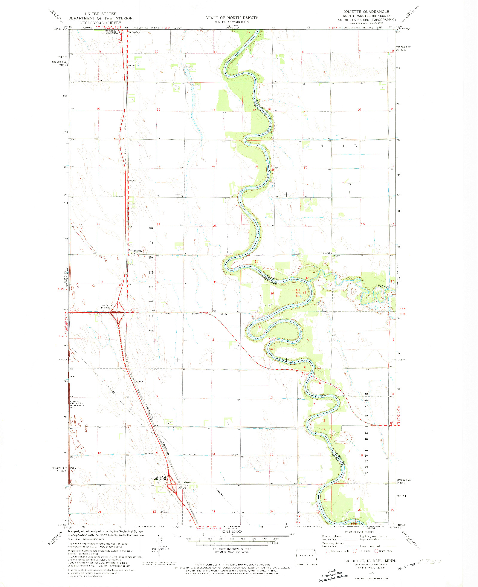 USGS 1:24000-SCALE QUADRANGLE FOR JOLIETTE, ND 1972