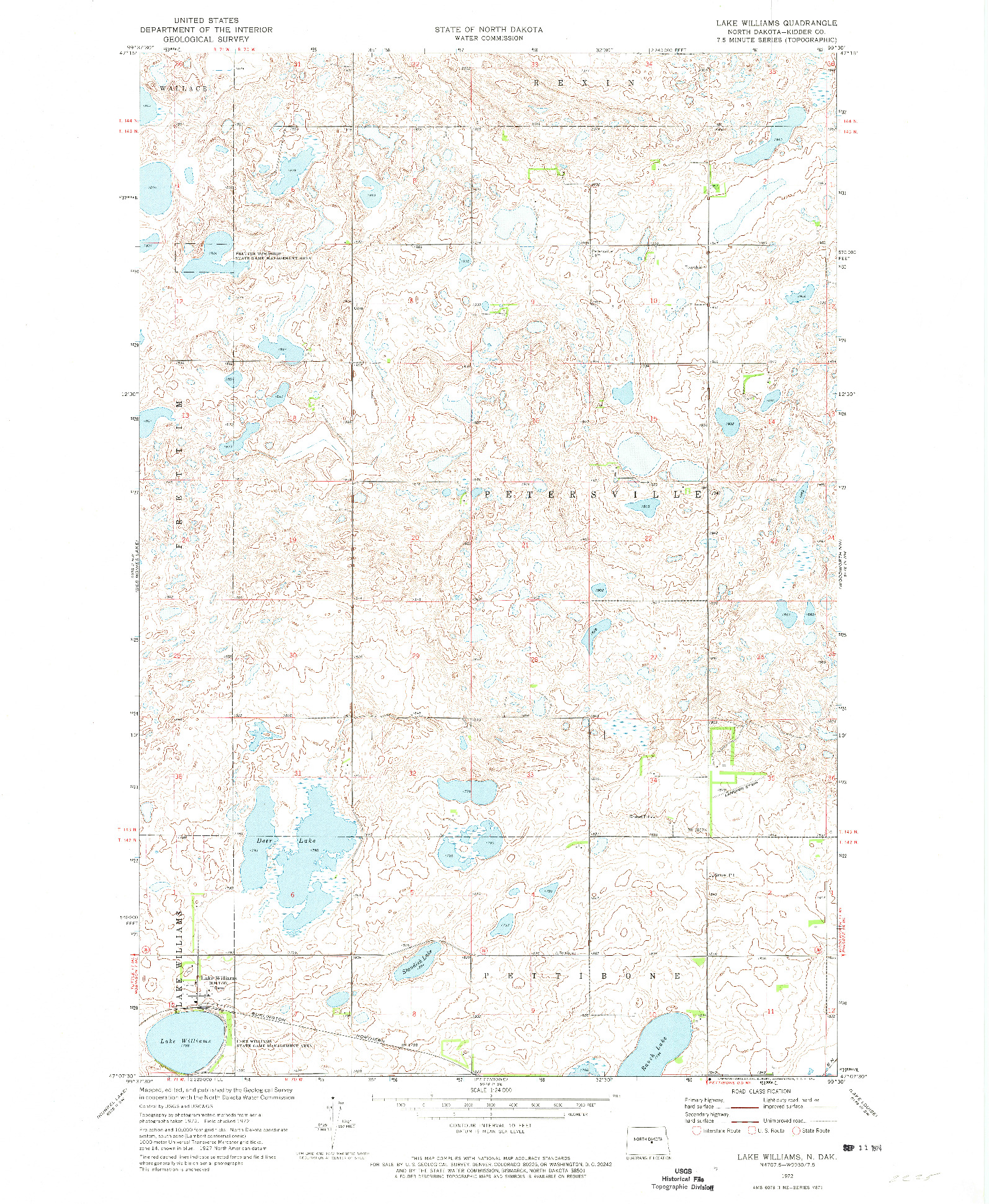 USGS 1:24000-SCALE QUADRANGLE FOR LAKE WILLIAMS, ND 1972