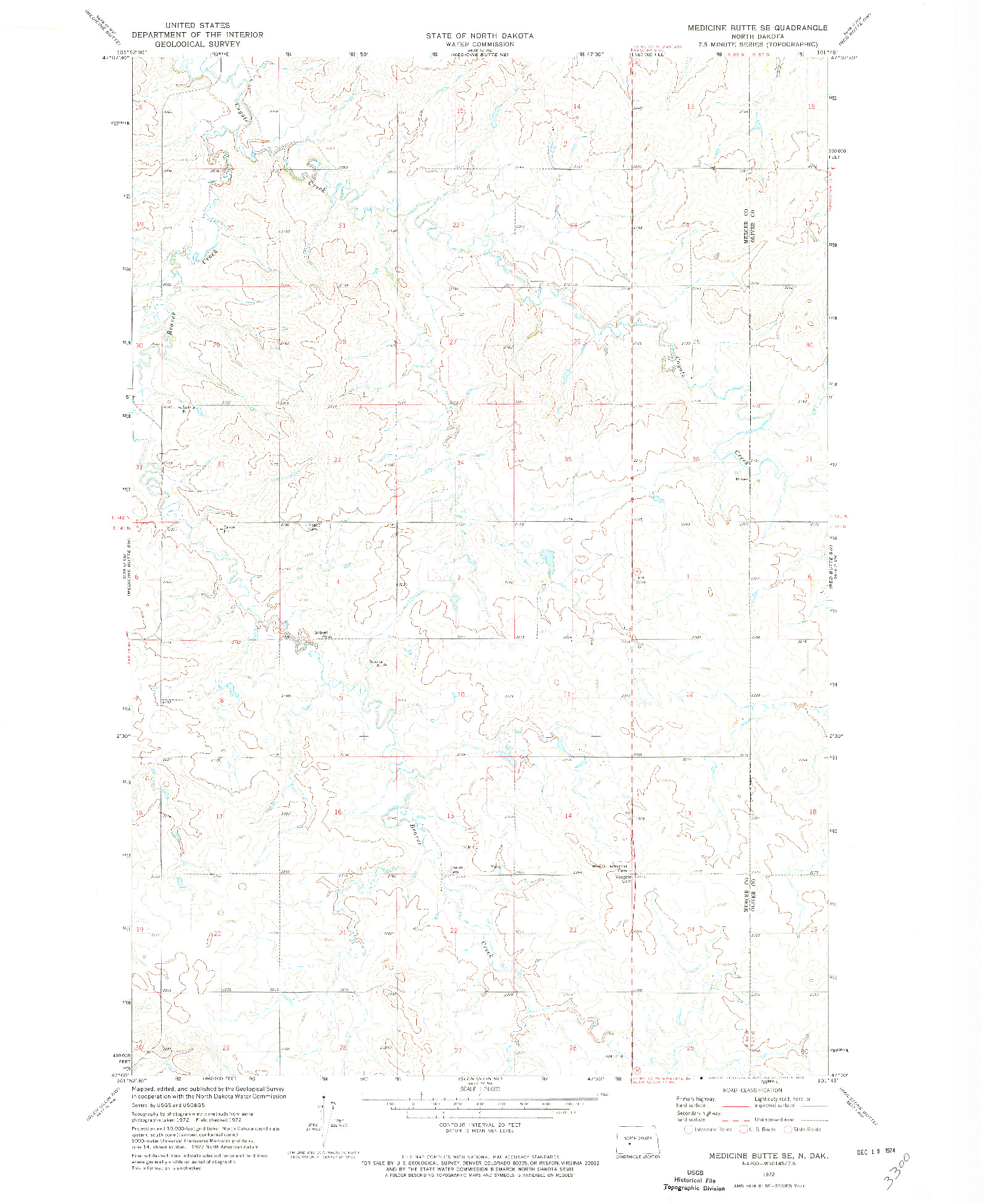 USGS 1:24000-SCALE QUADRANGLE FOR MEDICINE BUTTE SE, ND 1972