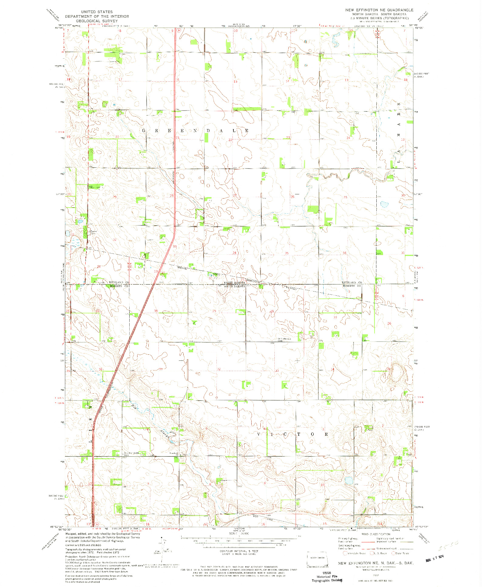 USGS 1:24000-SCALE QUADRANGLE FOR NEW EFFINGTON NE, ND 1972