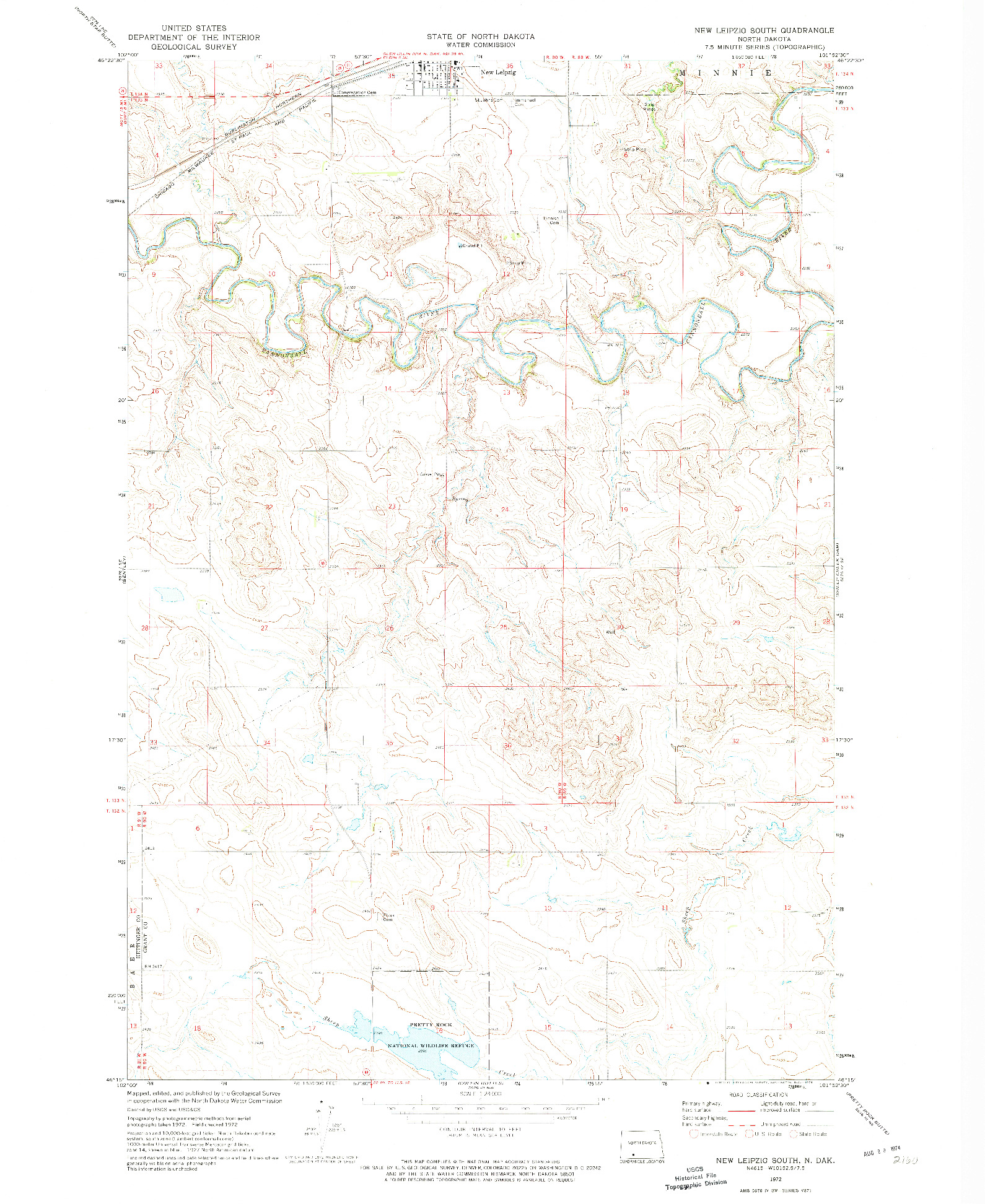 USGS 1:24000-SCALE QUADRANGLE FOR NEW LEIPZIG SOUTH, ND 1972