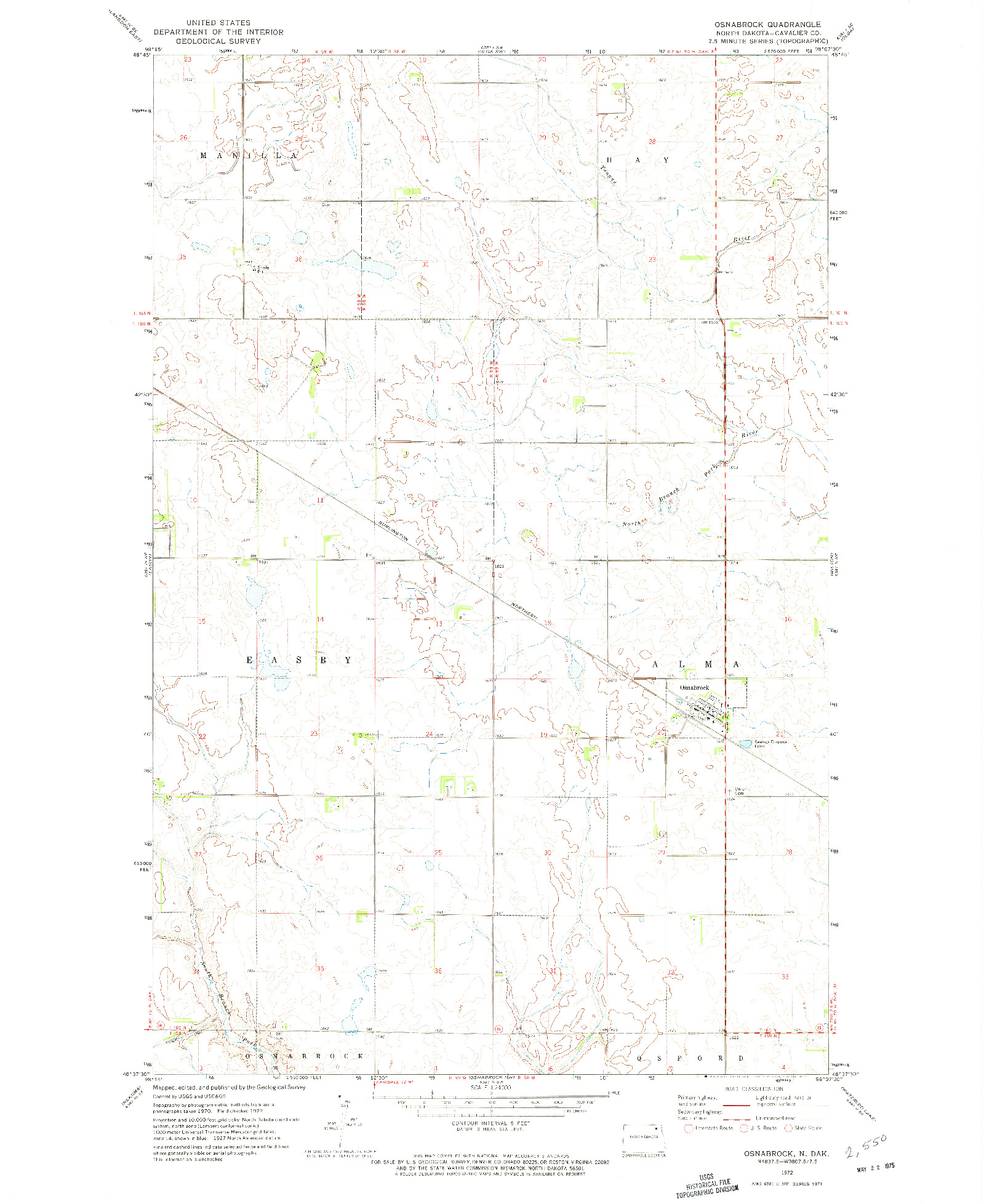 USGS 1:24000-SCALE QUADRANGLE FOR OSNABROCK, ND 1972