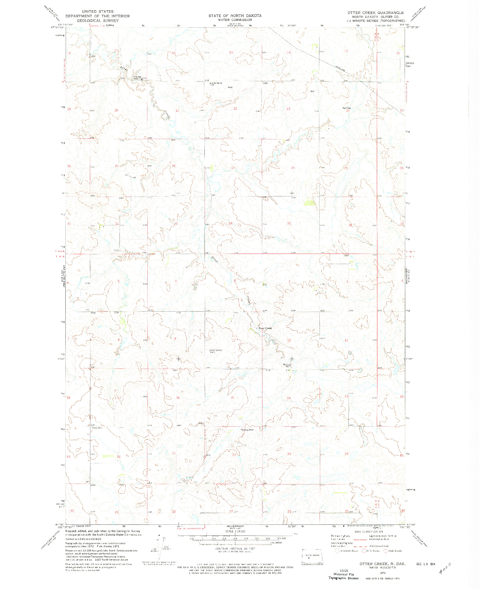 USGS 1:24000-SCALE QUADRANGLE FOR OTTER CREEK, ND 1972