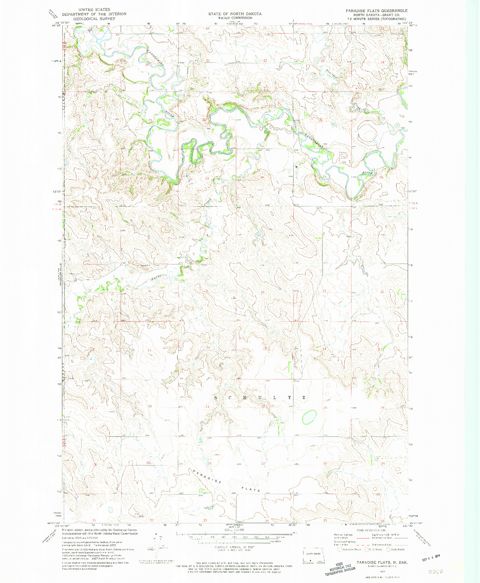 USGS 1:24000-SCALE QUADRANGLE FOR PARADISE FLATS, ND 1972