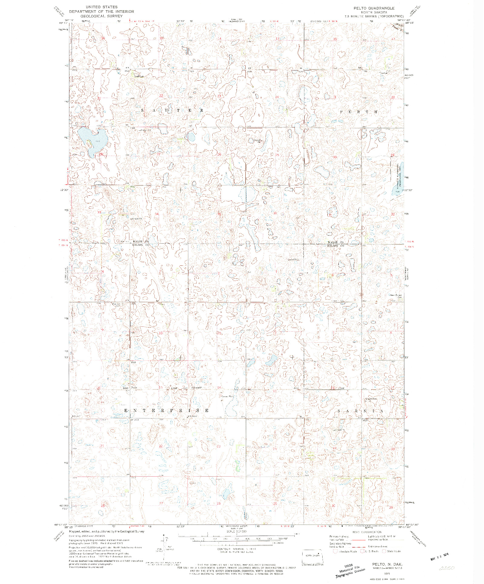 USGS 1:24000-SCALE QUADRANGLE FOR PELTO, ND 1971