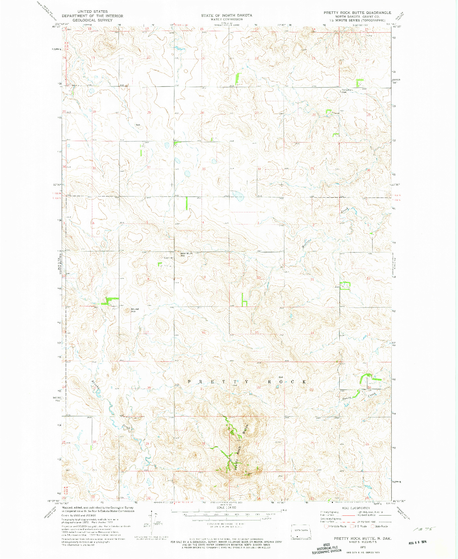 USGS 1:24000-SCALE QUADRANGLE FOR PRETTY ROCK BUTTE, ND 1972