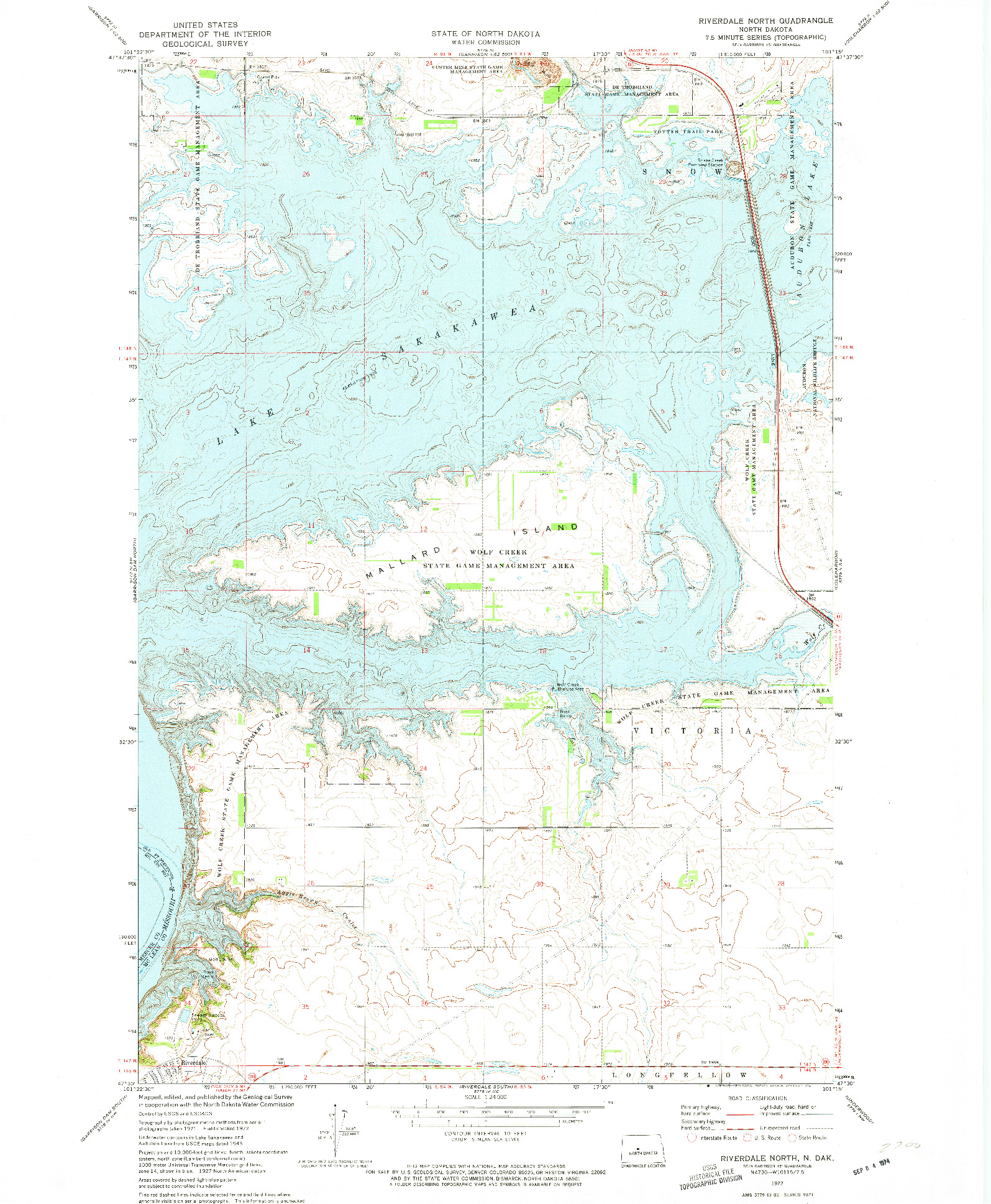 USGS 1:24000-SCALE QUADRANGLE FOR RIVERDALE NORTH, ND 1972