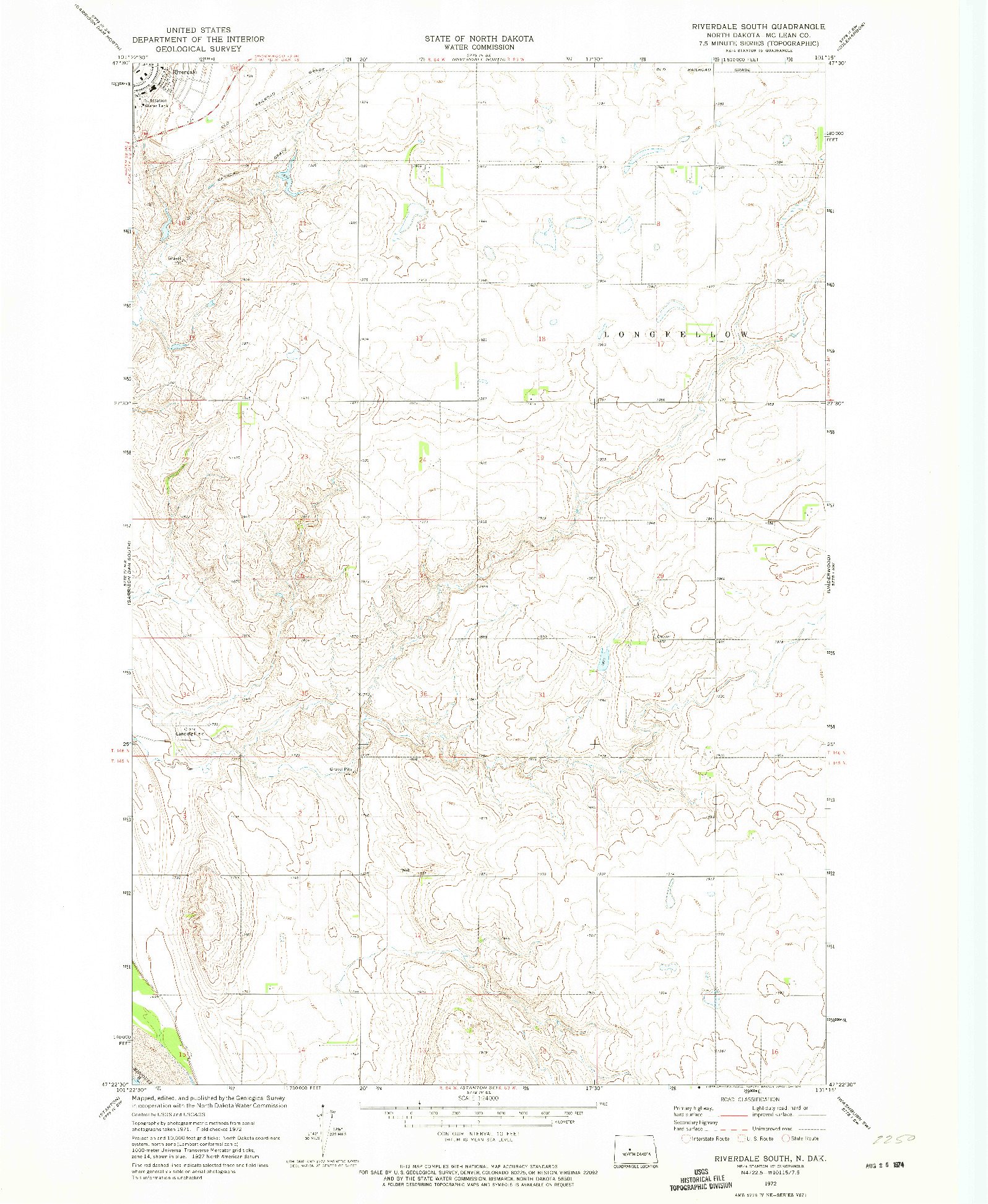 USGS 1:24000-SCALE QUADRANGLE FOR RIVERDALE SOUTH, ND 1972