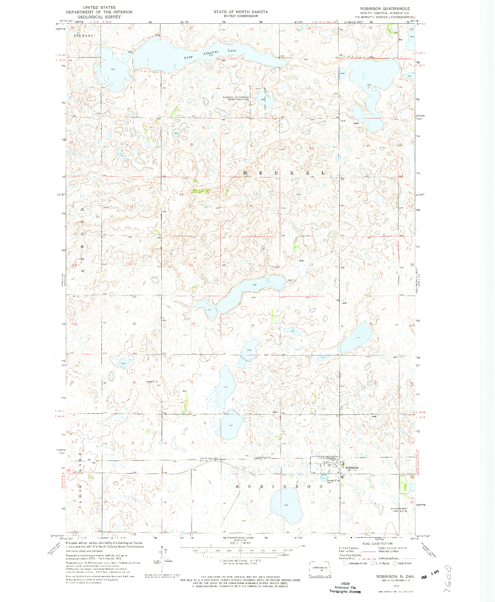 USGS 1:24000-SCALE QUADRANGLE FOR ROBINSON, ND 1972