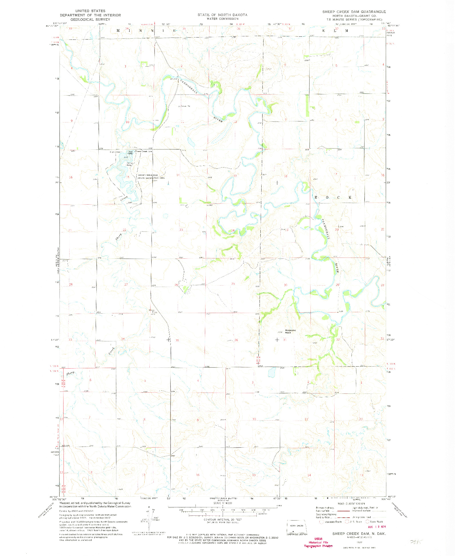 USGS 1:24000-SCALE QUADRANGLE FOR SHEEP CREEK DAM, ND 1972