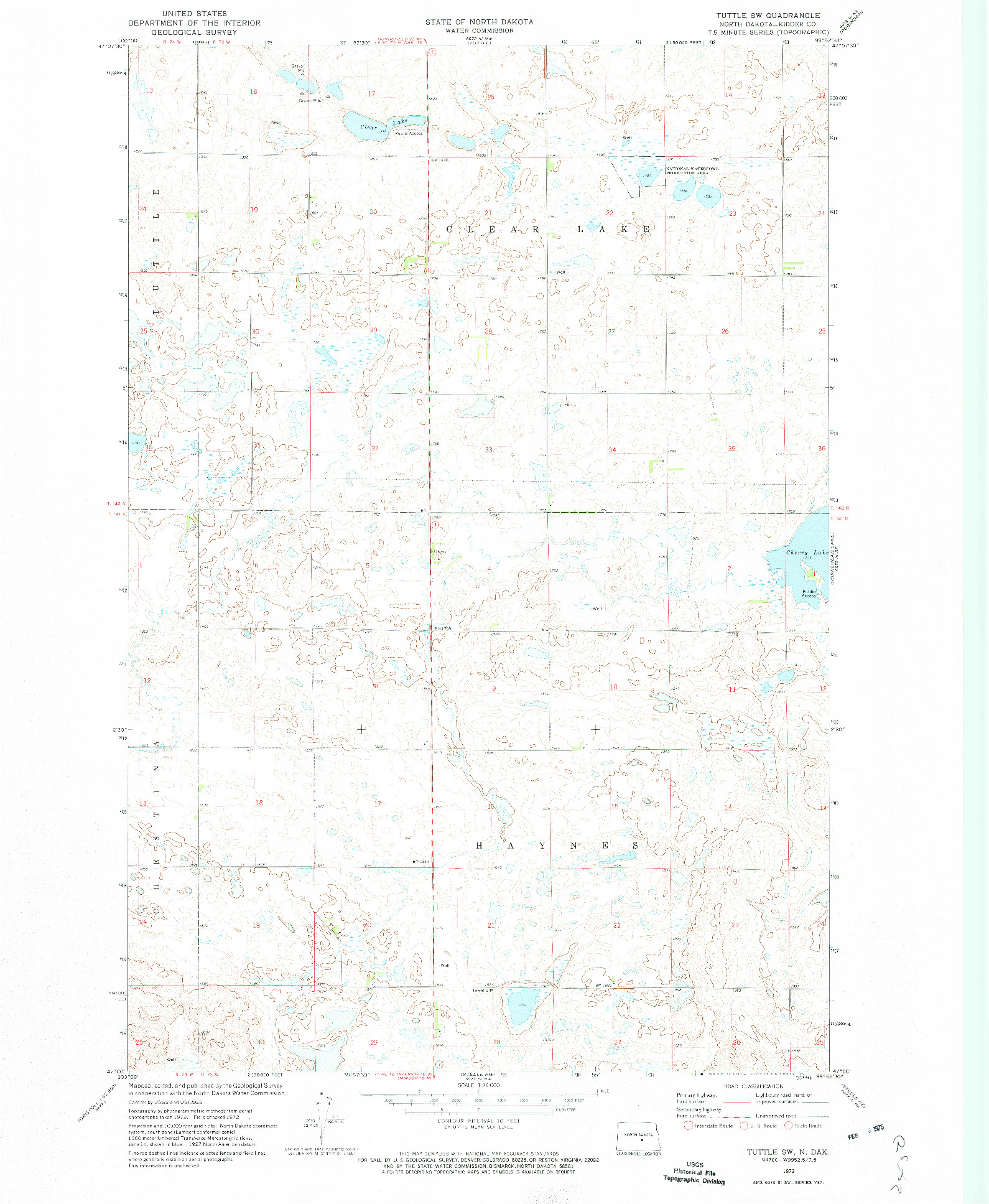 USGS 1:24000-SCALE QUADRANGLE FOR TUTTLE SW, ND 1972