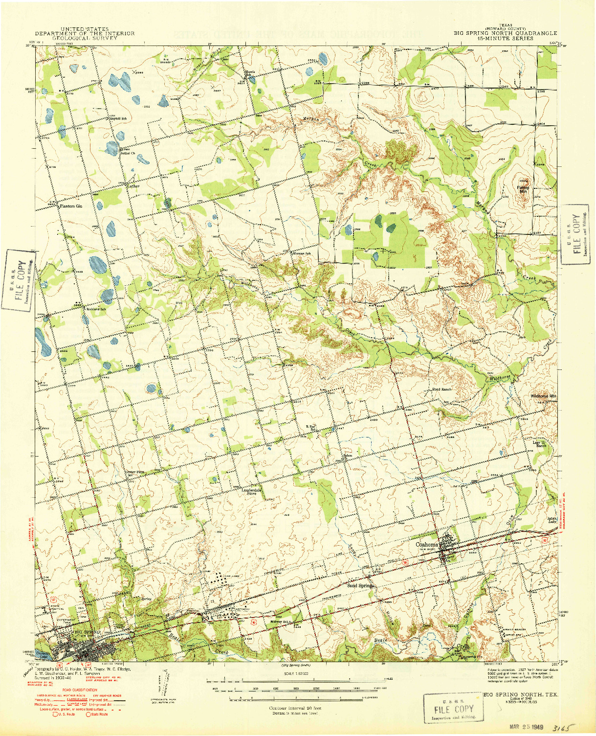 USGS 1:62500-SCALE QUADRANGLE FOR BIG SPRING NORTH, TX 1971