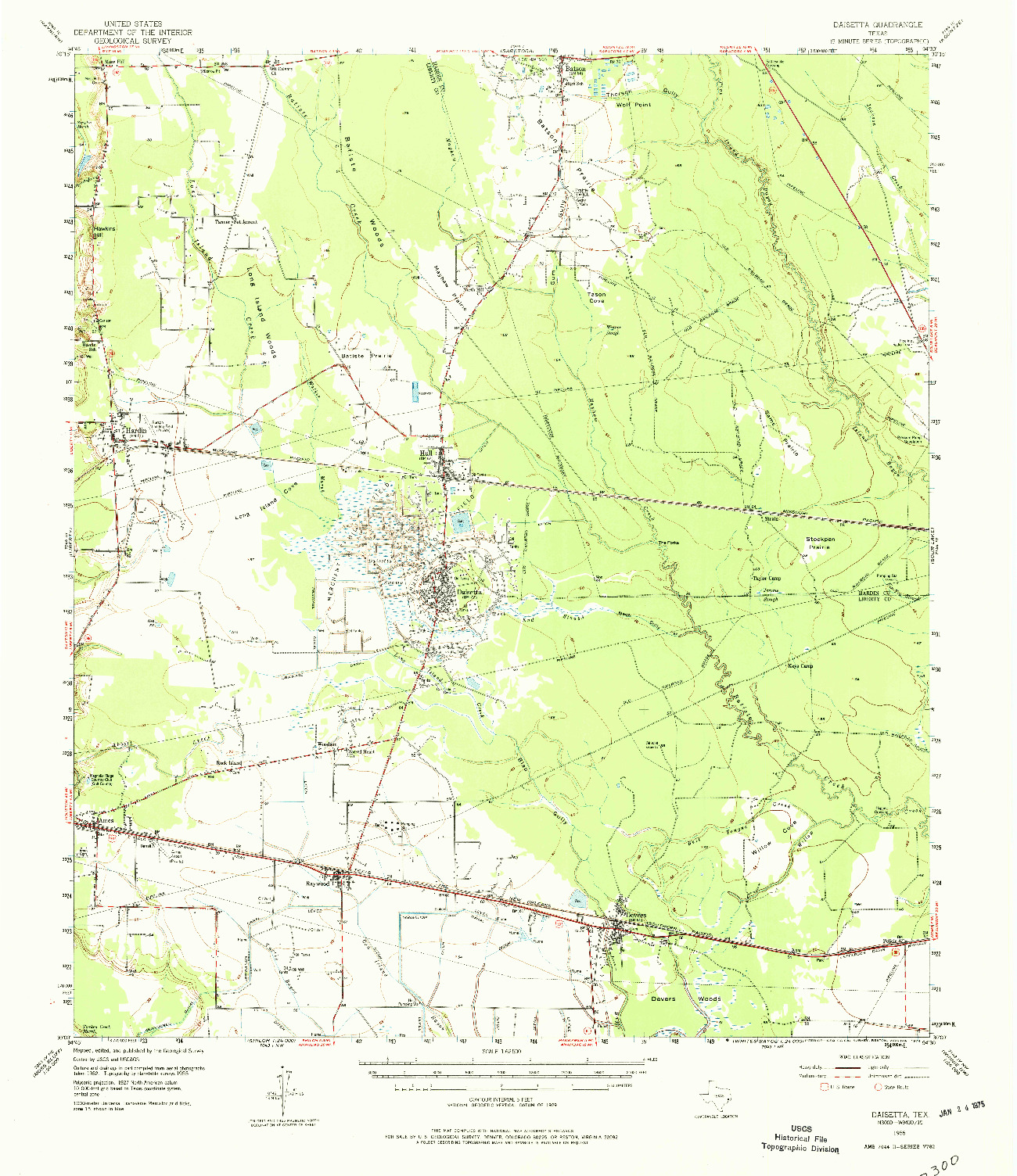 USGS 1:62500-SCALE QUADRANGLE FOR DAISETTA, TX 1955